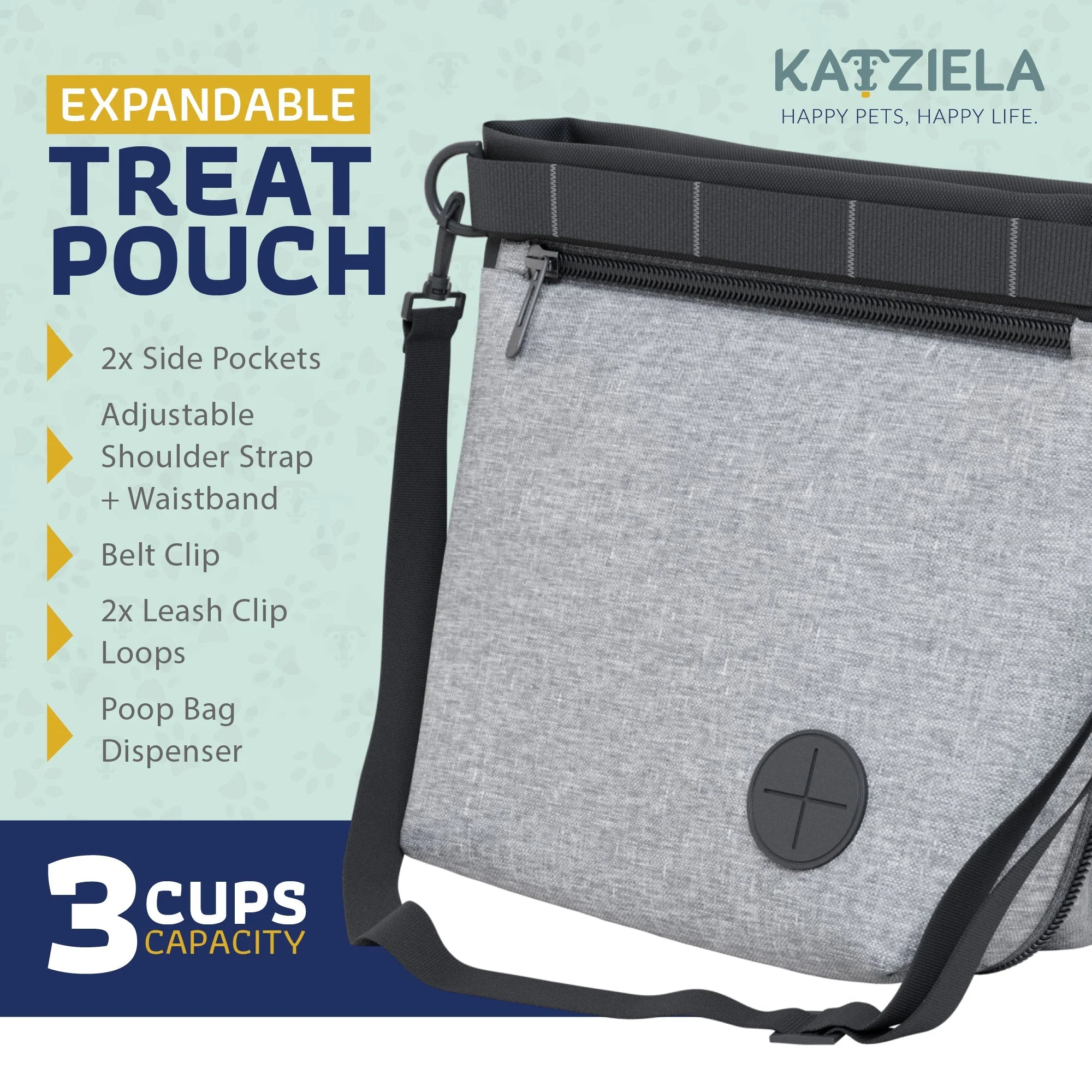 Katziela Expandable Pet Treat Pouch - Hands Free Dog Treat Pouch, Quick Access Magnet Closure - Anti Spill Dog Treat Bag - Treat Pouches for Pet Training, Adjustable Shoulder Strap & Belt Clip - Image 31