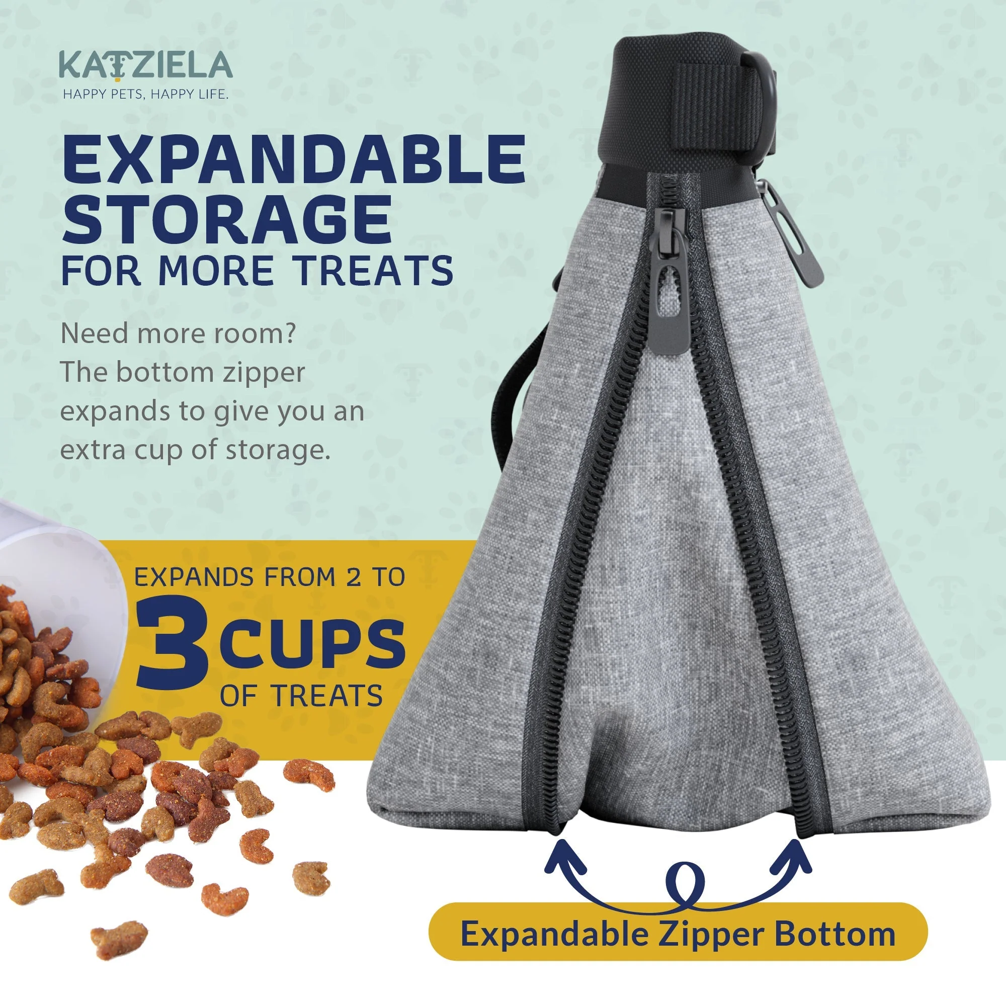 Katziela Expandable Pet Treat Pouch - Hands Free Dog Treat Pouch, Quick Access Magnet Closure - Anti Spill Dog Treat Bag - Treat Pouches for Pet Training, Adjustable Shoulder Strap & Belt Clip - Image 32