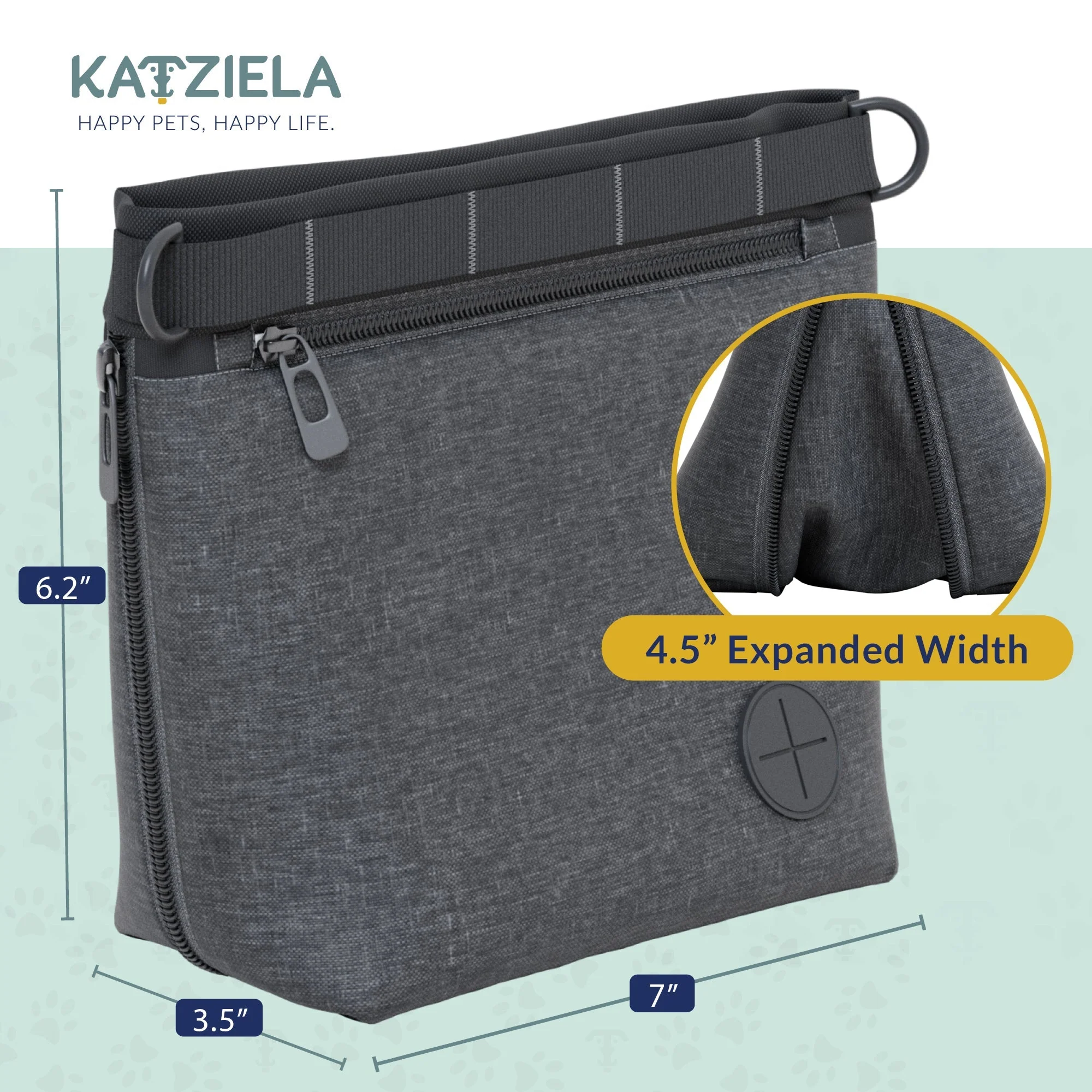 Katziela Expandable Pet Treat Pouch - Hands Free Dog Treat Pouch, Quick Access Magnet Closure - Anti Spill Dog Treat Bag - Treat Pouches for Pet Training, Adjustable Shoulder Strap & Belt Clip - Image 9