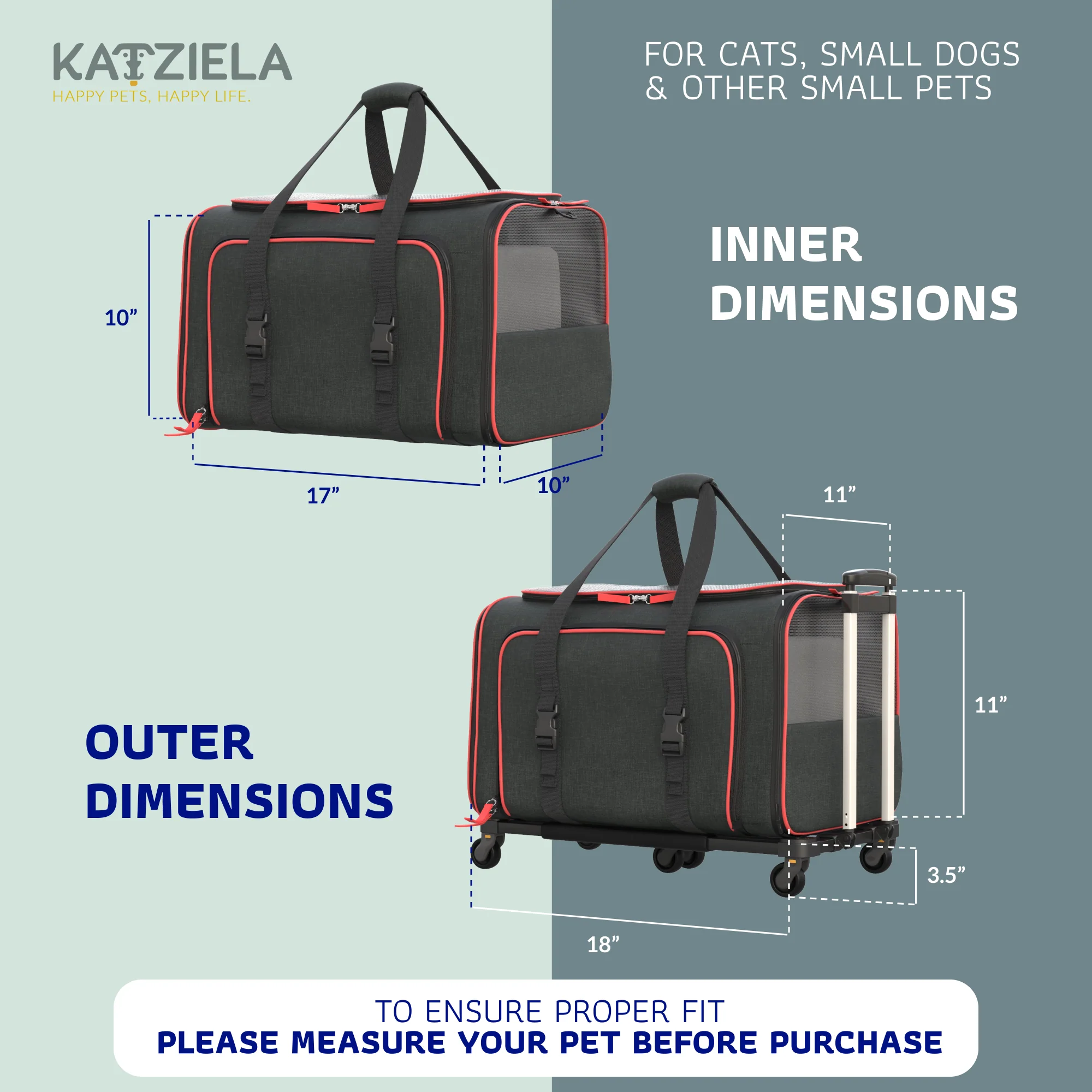 Katziela Rolling Rover Airline Compliant Expandable Wheeled Pet Carrier - Image 17