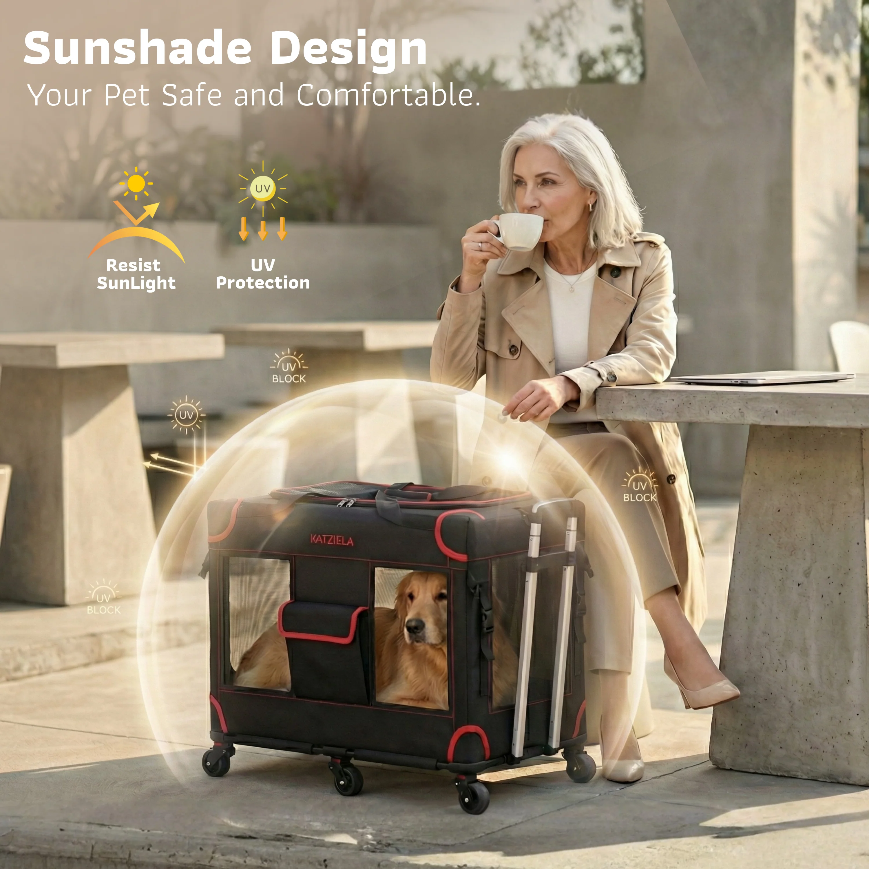 Katziela Mega Cruze Rolling Pet Carrier – Stress - Free Travel for Medium & Large Dogs 25”x17”x20” - Image 5