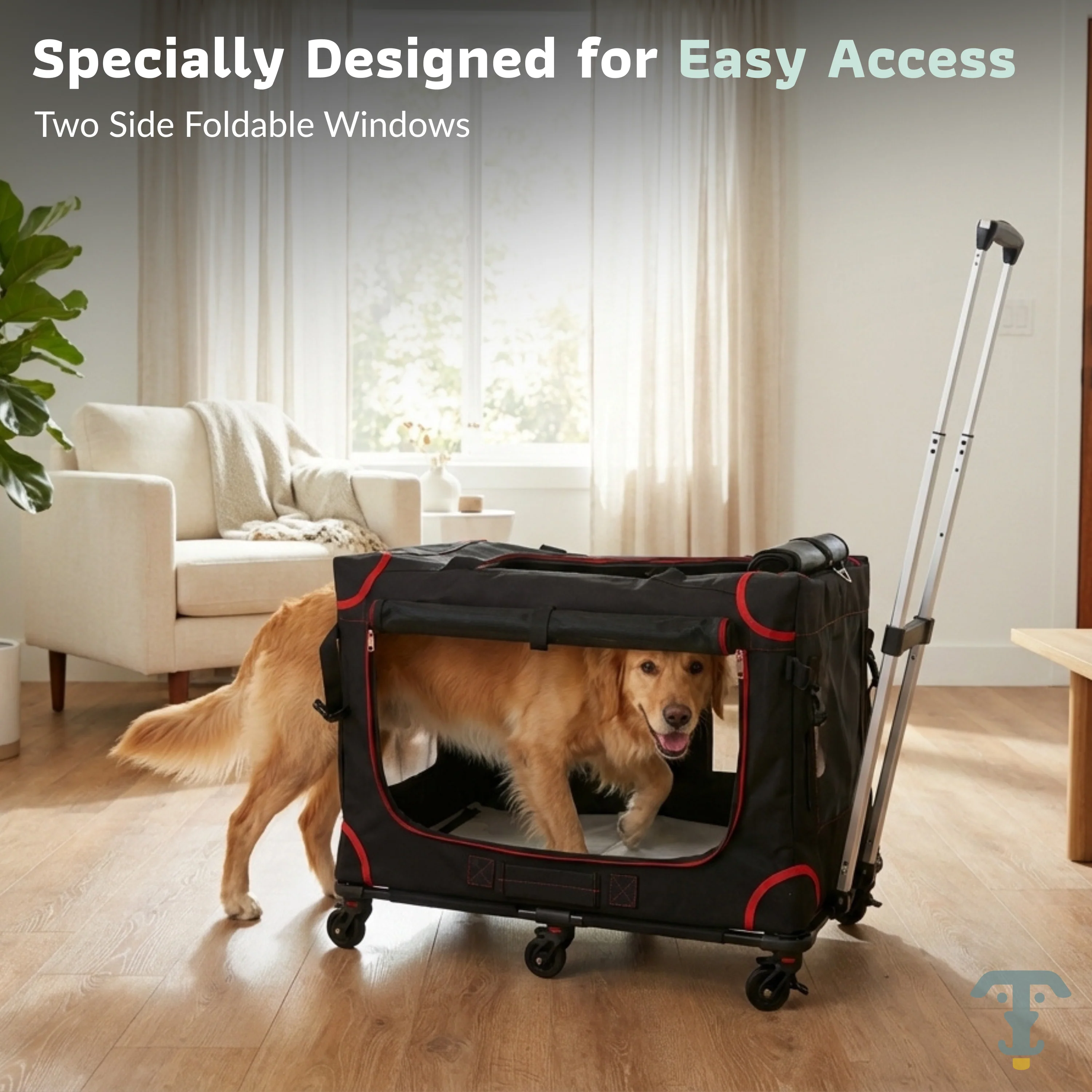 Katziela Mega Cruze Rolling Pet Carrier – Stress - Free Travel for Medium & Large Dogs 25”x17”x20” - Image 7