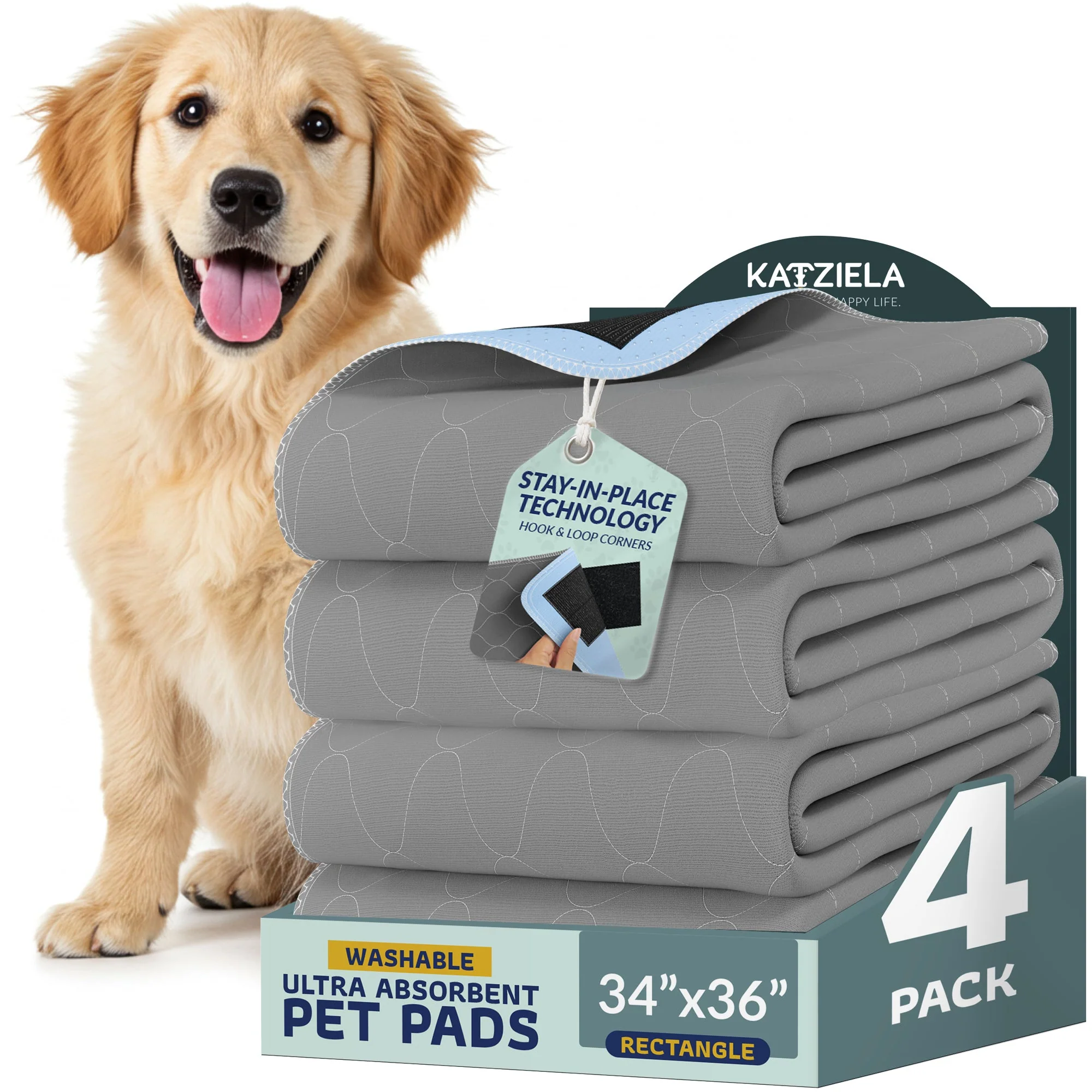 Katziela Quick-Drying Washable Pee Pads for Dogs With Hook & Loop Rectangular - Image 13