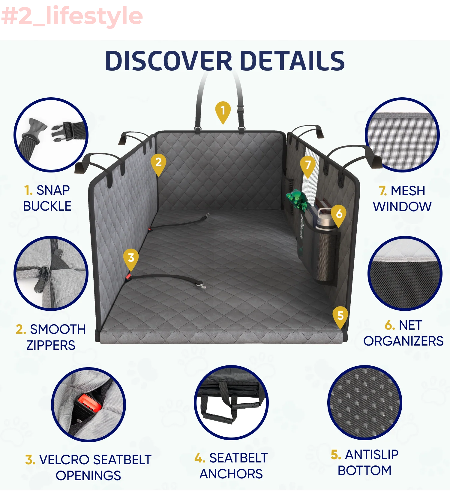 Large Seat Guard Waterproof Back Seat Extended Cover With Mesh Window Storage Pockets - Image 3