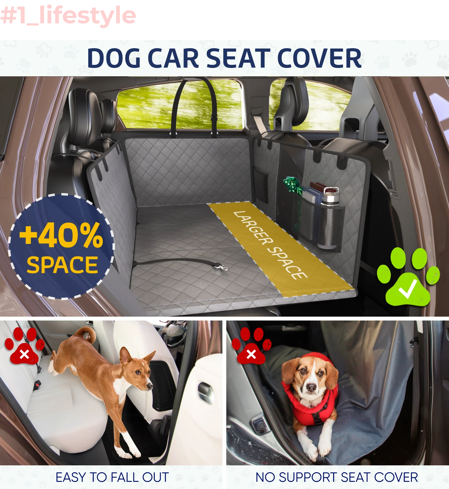Large Seat Guard Waterproof Back Seat Extended Cover With Mesh Window Storage Pockets - Image 4