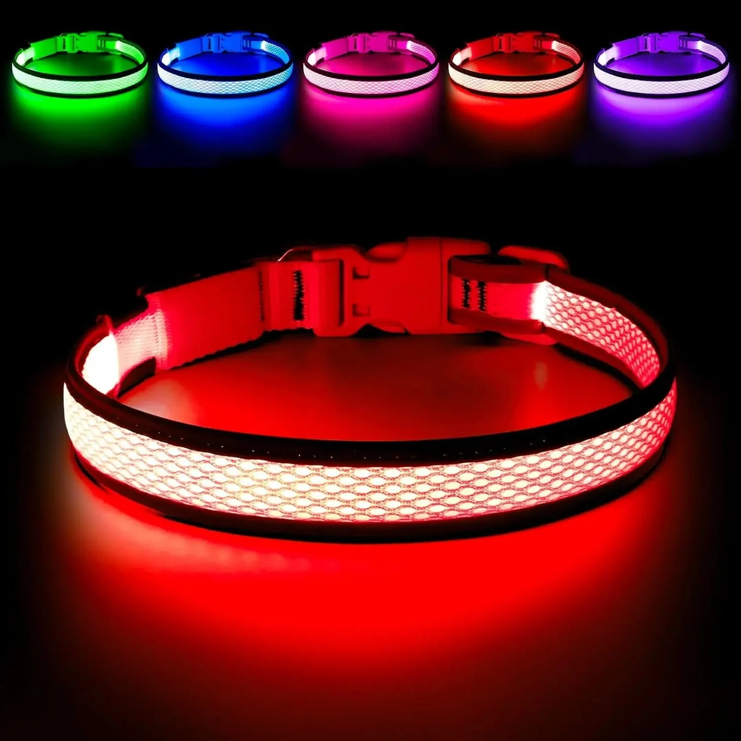 LED Dog Collar USB Rechargeable Light Up Safety Collar - All Colors/ Sizes - Image 11
