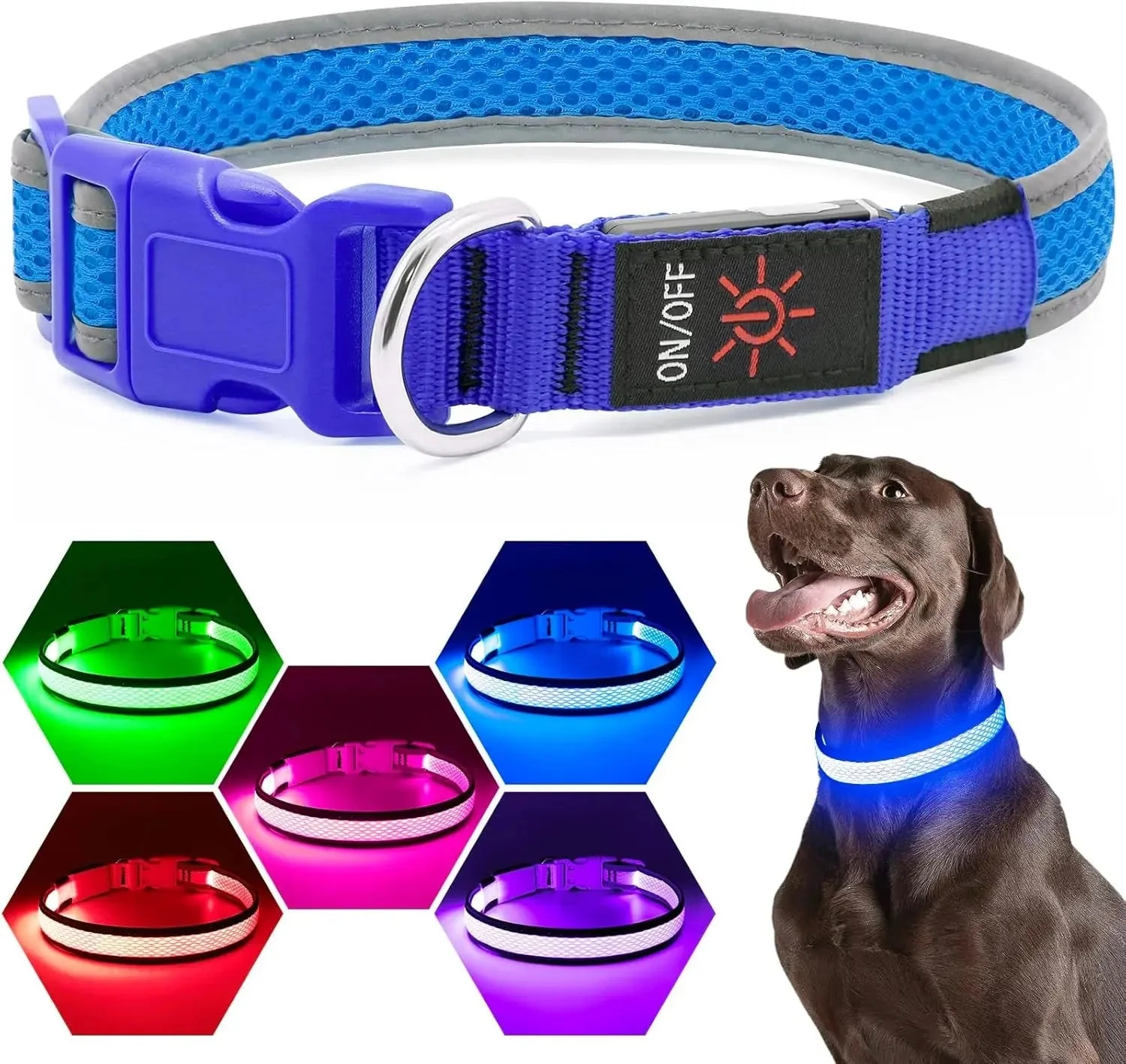 LED Dog Collar USB Rechargeable Light Up Safety Collar - All Colors/ Sizes - Image 12