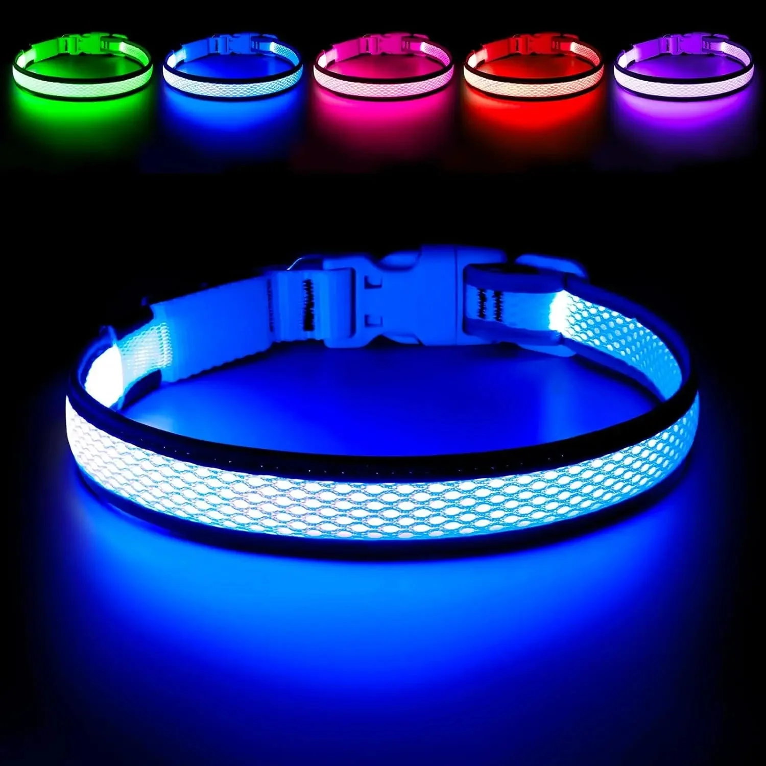 LED Dog Collar USB Rechargeable Light Up Safety Collar - All Colors/ Sizes - Image 14