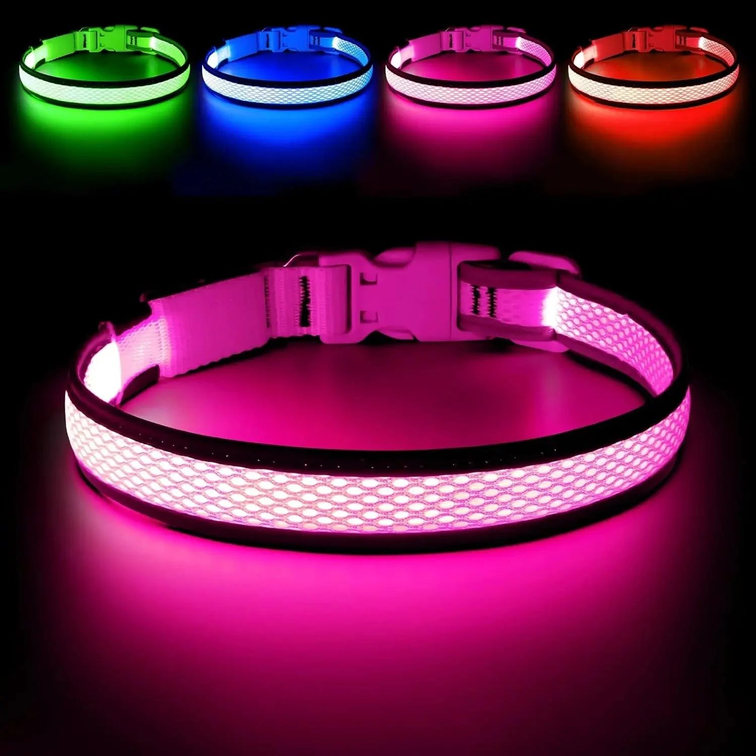 LED Dog Collar USB Rechargeable Light Up Safety Collar - All Colors/ Sizes - Image 16