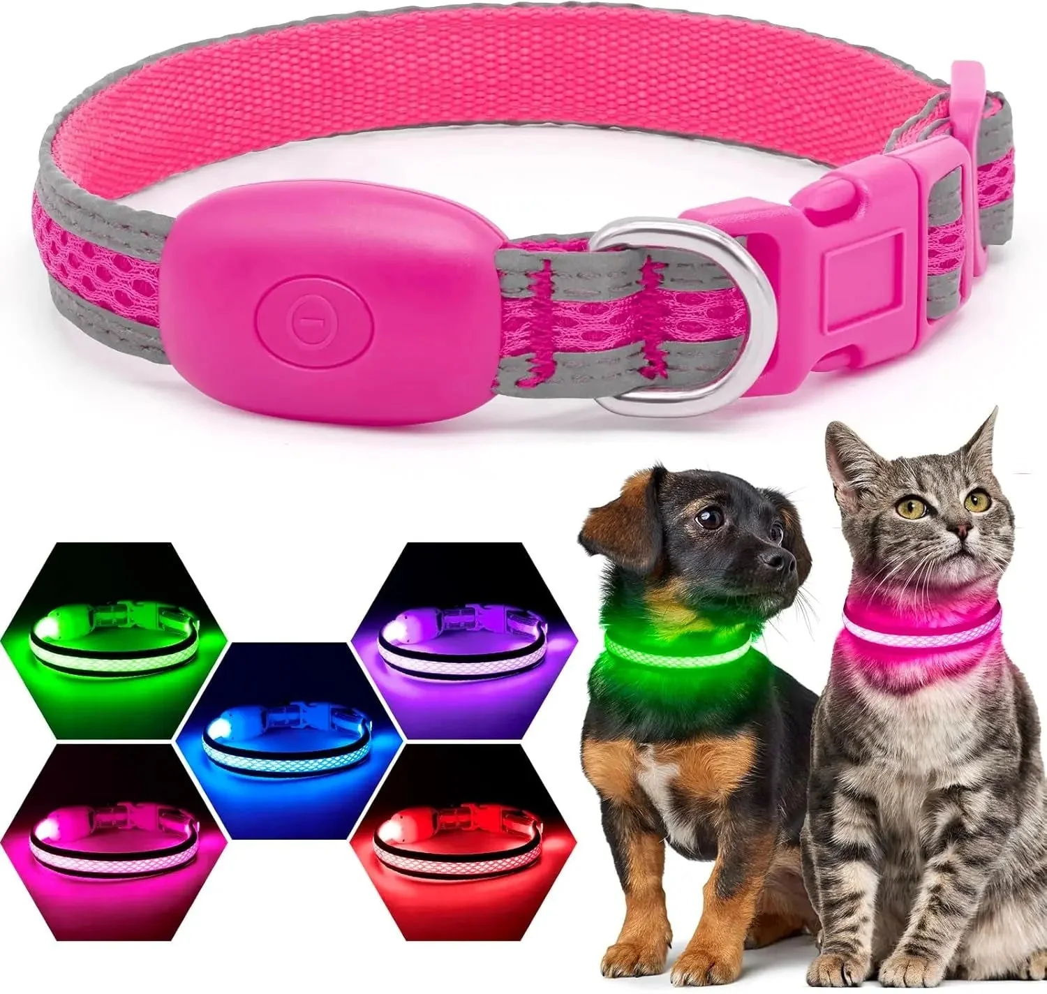 LED Dog Collar USB Rechargeable Light Up Safety Collar - All Colors/ Sizes - Image 17