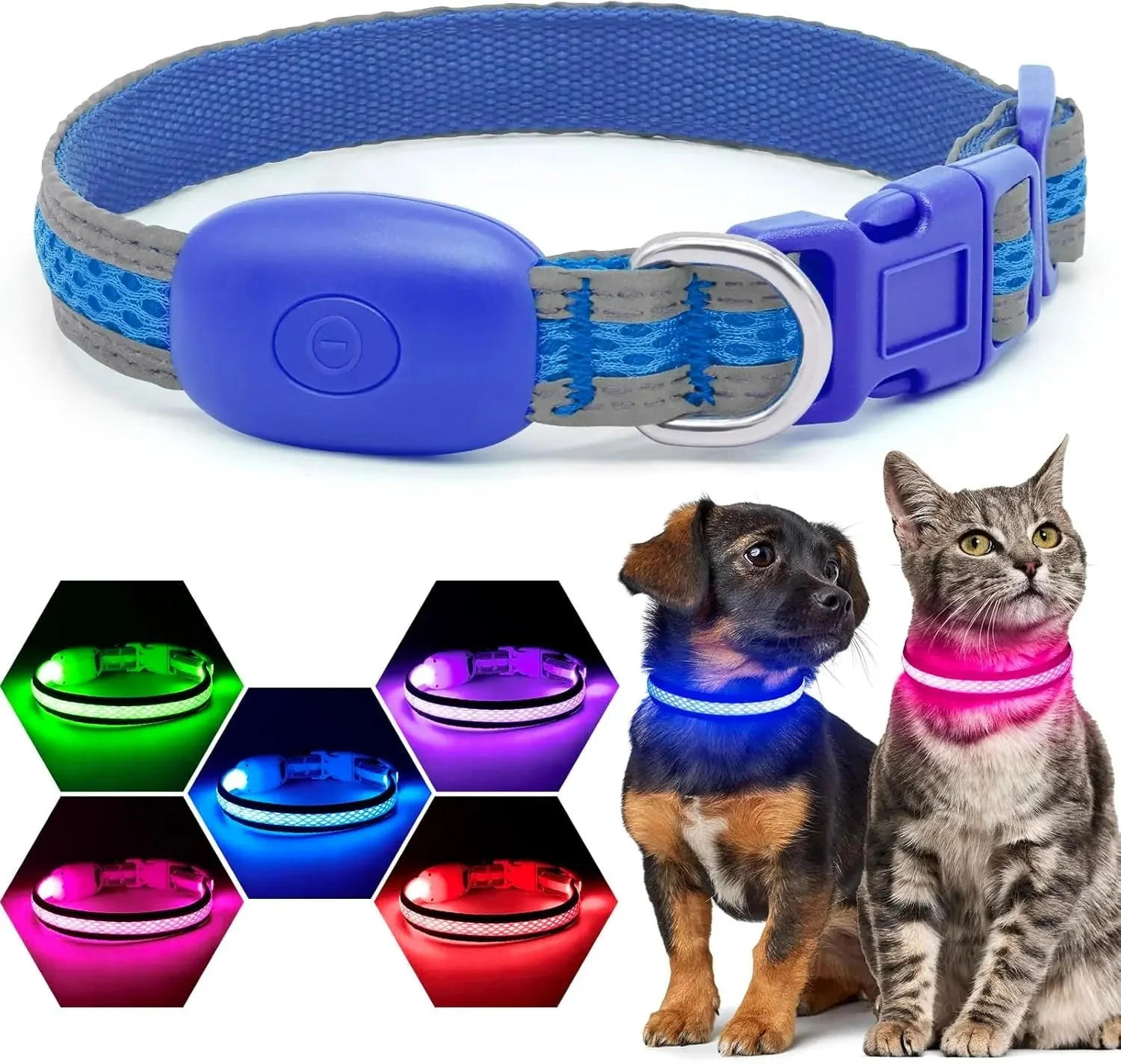 LED Dog Collar USB Rechargeable Light Up Safety Collar - All Colors/ Sizes - Image 18