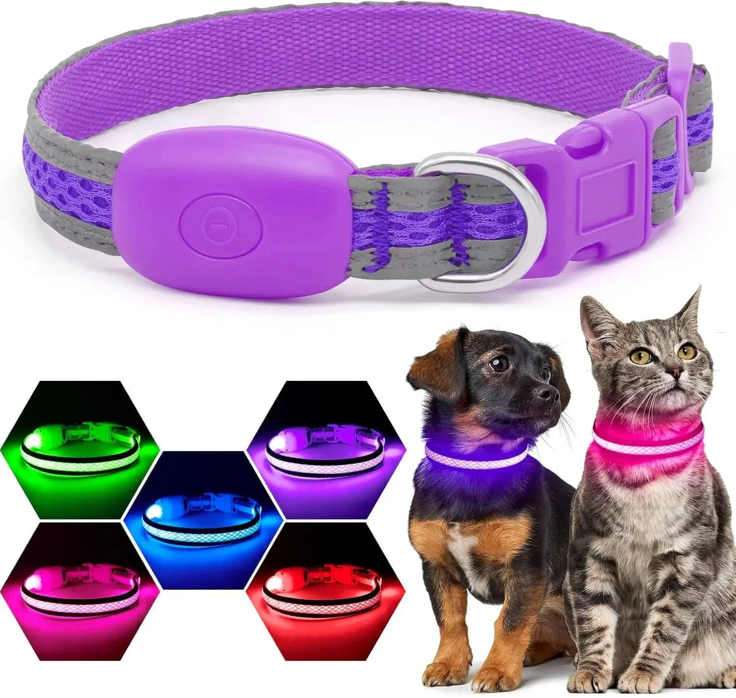 LED Dog Collar USB Rechargeable Light Up Safety Collar - All Colors/ Sizes - Image 19