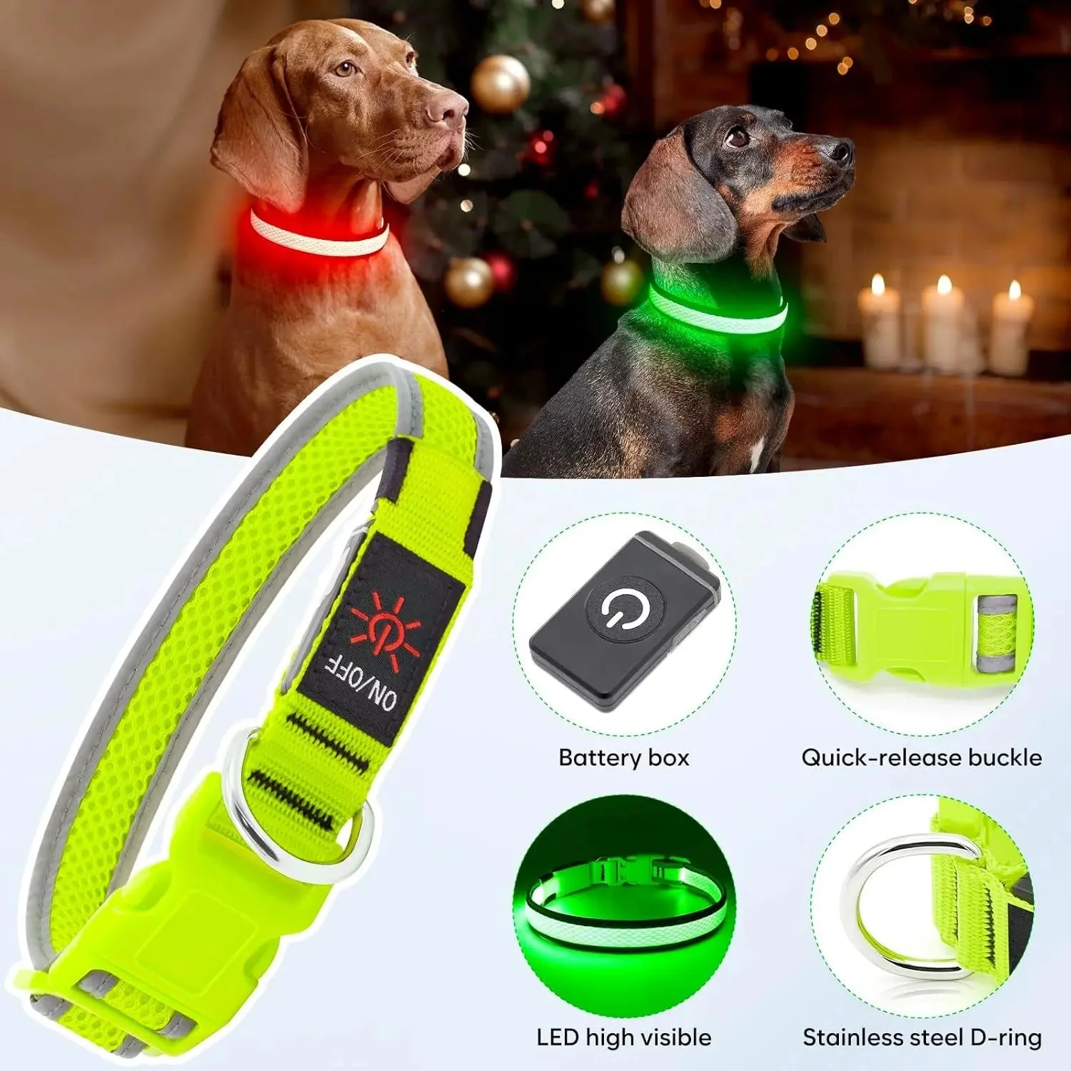 LED Dog Collar USB Rechargeable Light Up Safety Collar - All Colors/ Sizes - Image 4