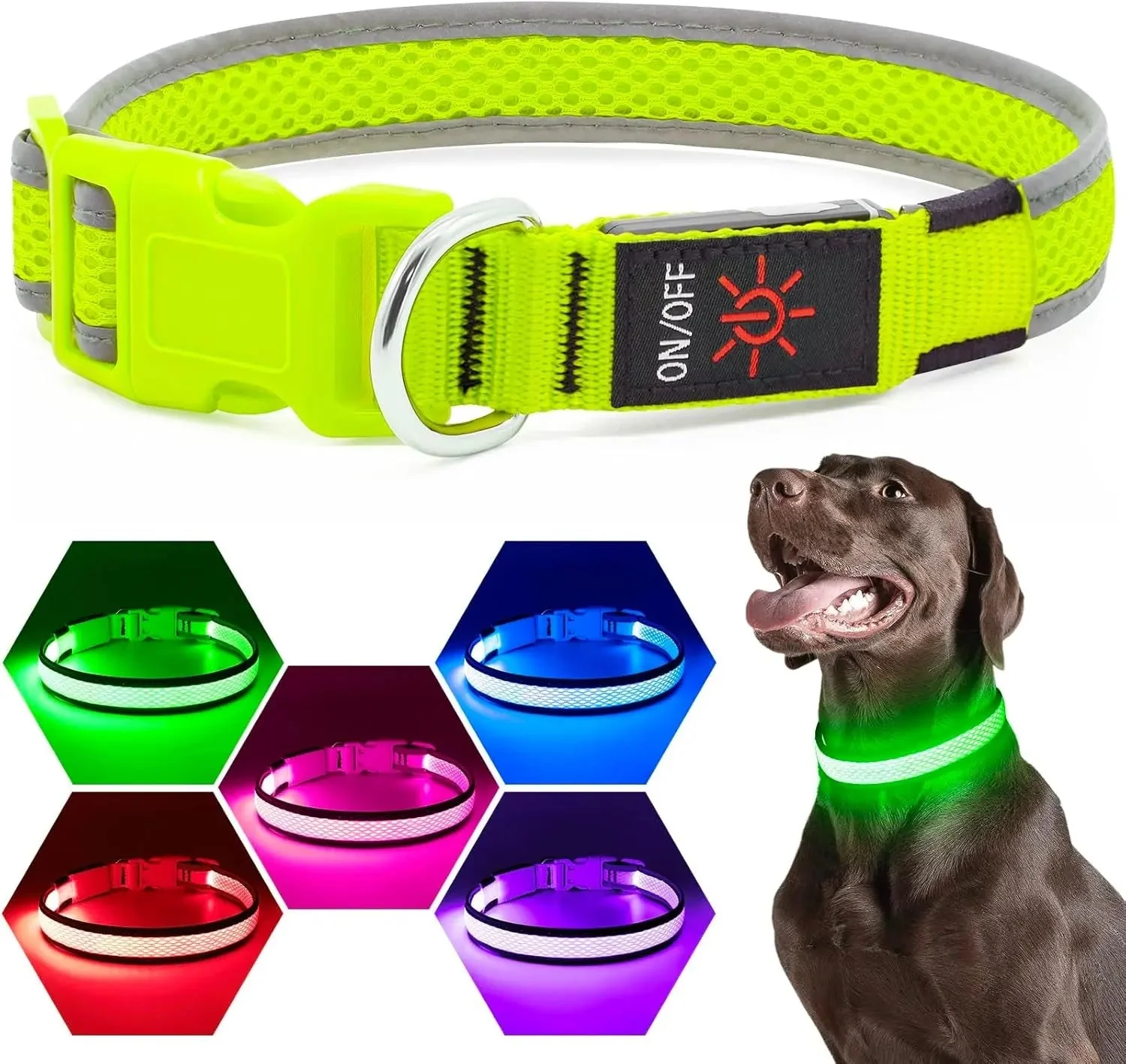 LED Dog Collar USB Rechargeable Light Up Safety Collar - All Colors/ Sizes - Image 7
