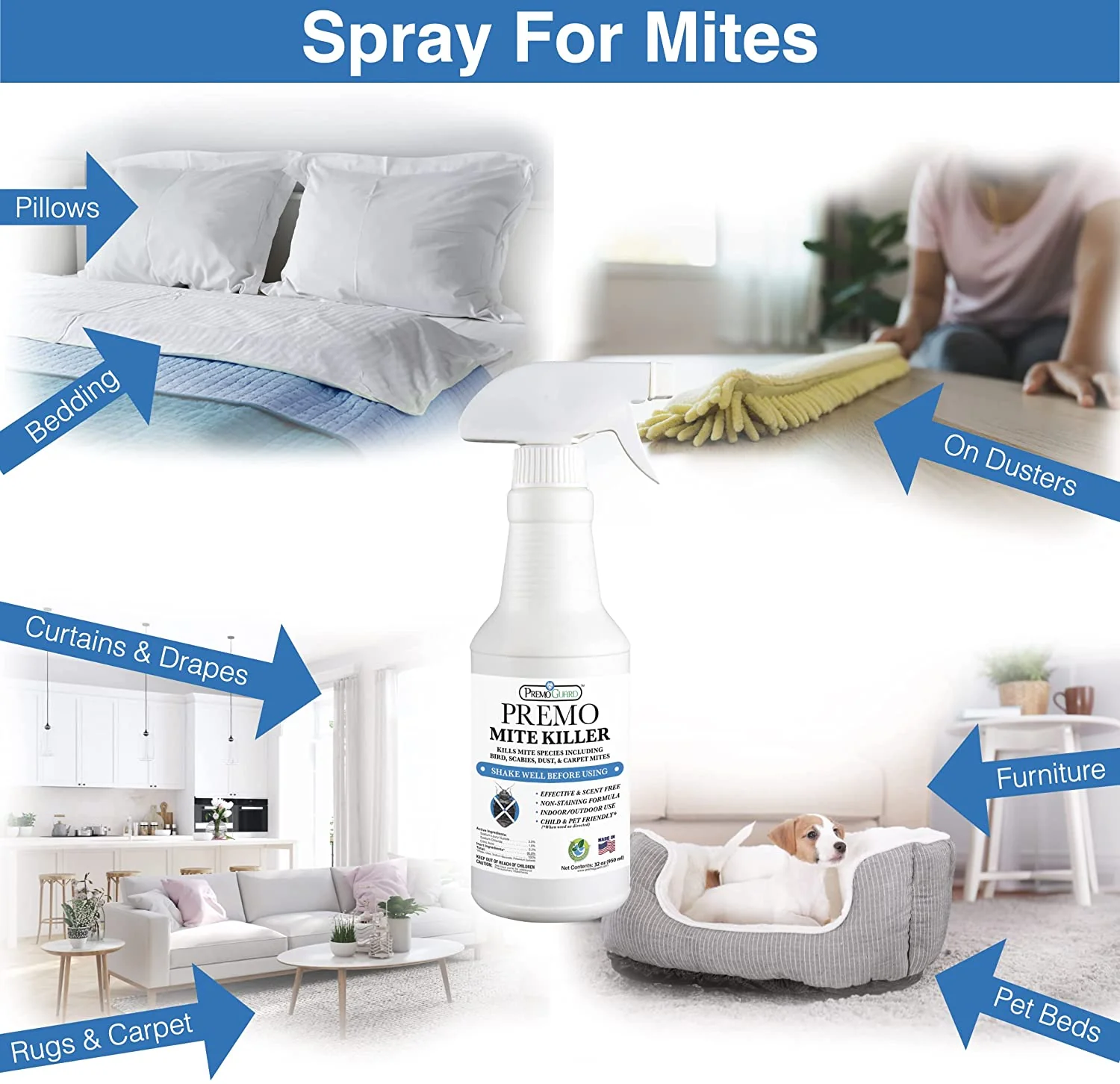 Mite Killer Spray 32 oz | Natural & Non-Toxic | Premo Guard - Image 3