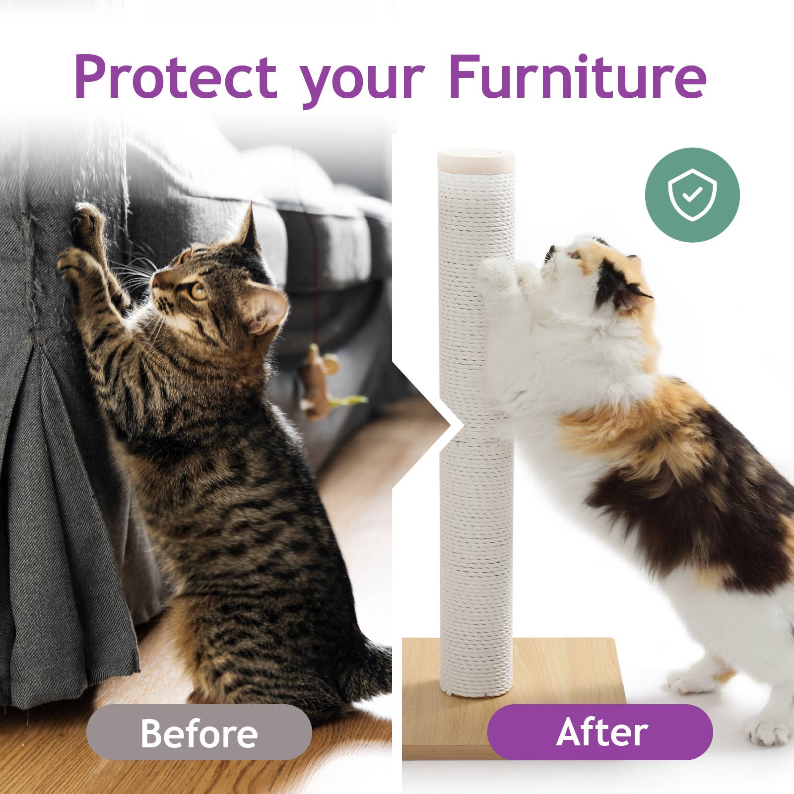 Necoichi Premium Comfort Cat Scratching Post – Sturdy, Stylish, Replaceable Pad - Image 6