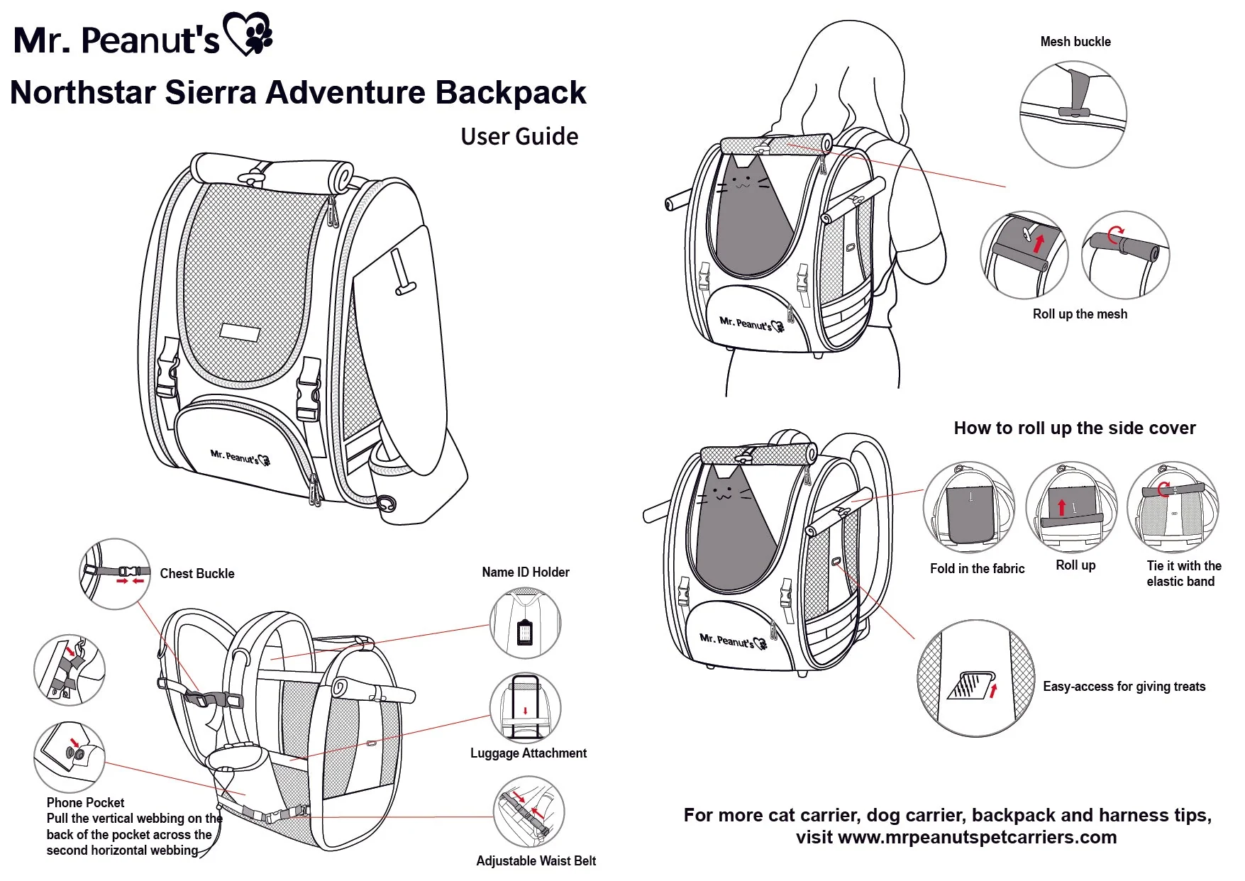 Mr. Peanut’s Northstar Sierra Adventure Pet FrontPack/Backpack – Airline Compliant Cat, Puppy & Bunny Carrier - Image 21