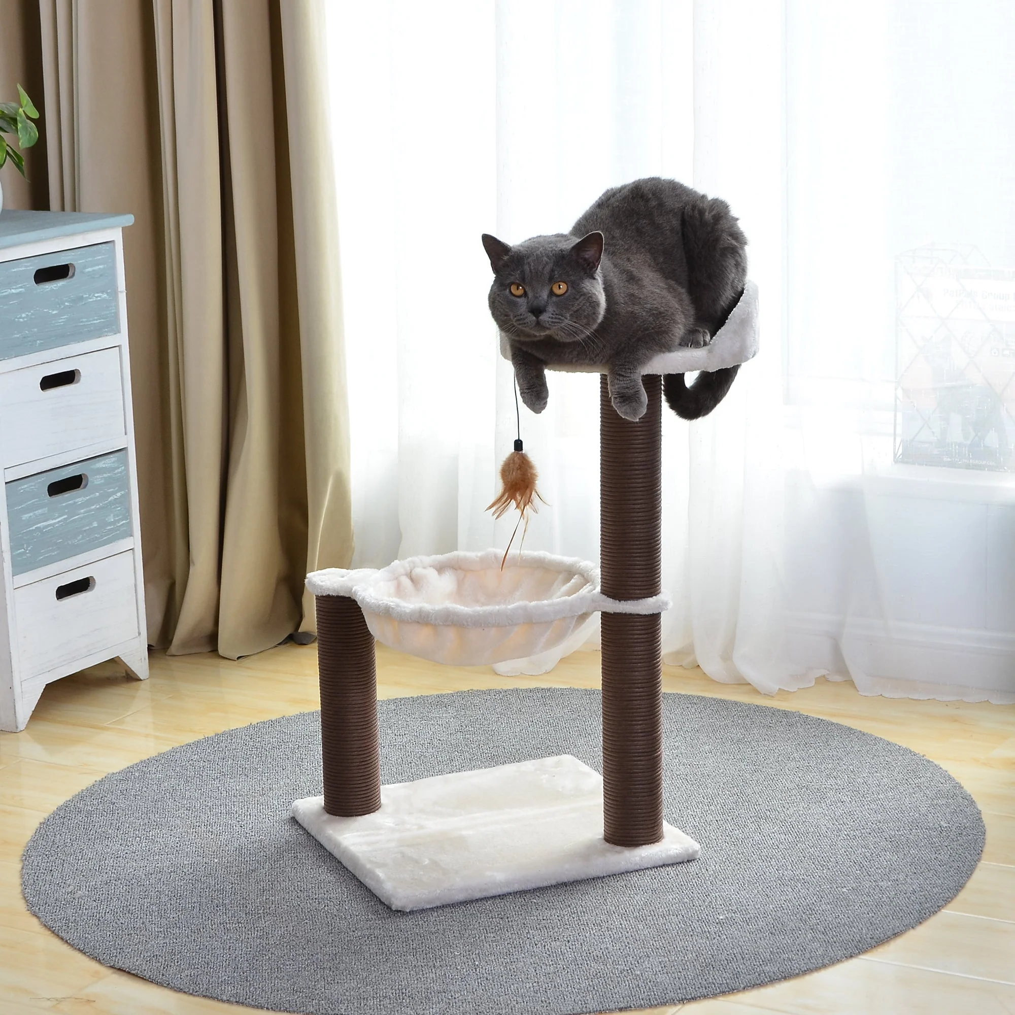 Catry Nirvana Cat Tree with Cat Hammock and Feather Toy - Image 4