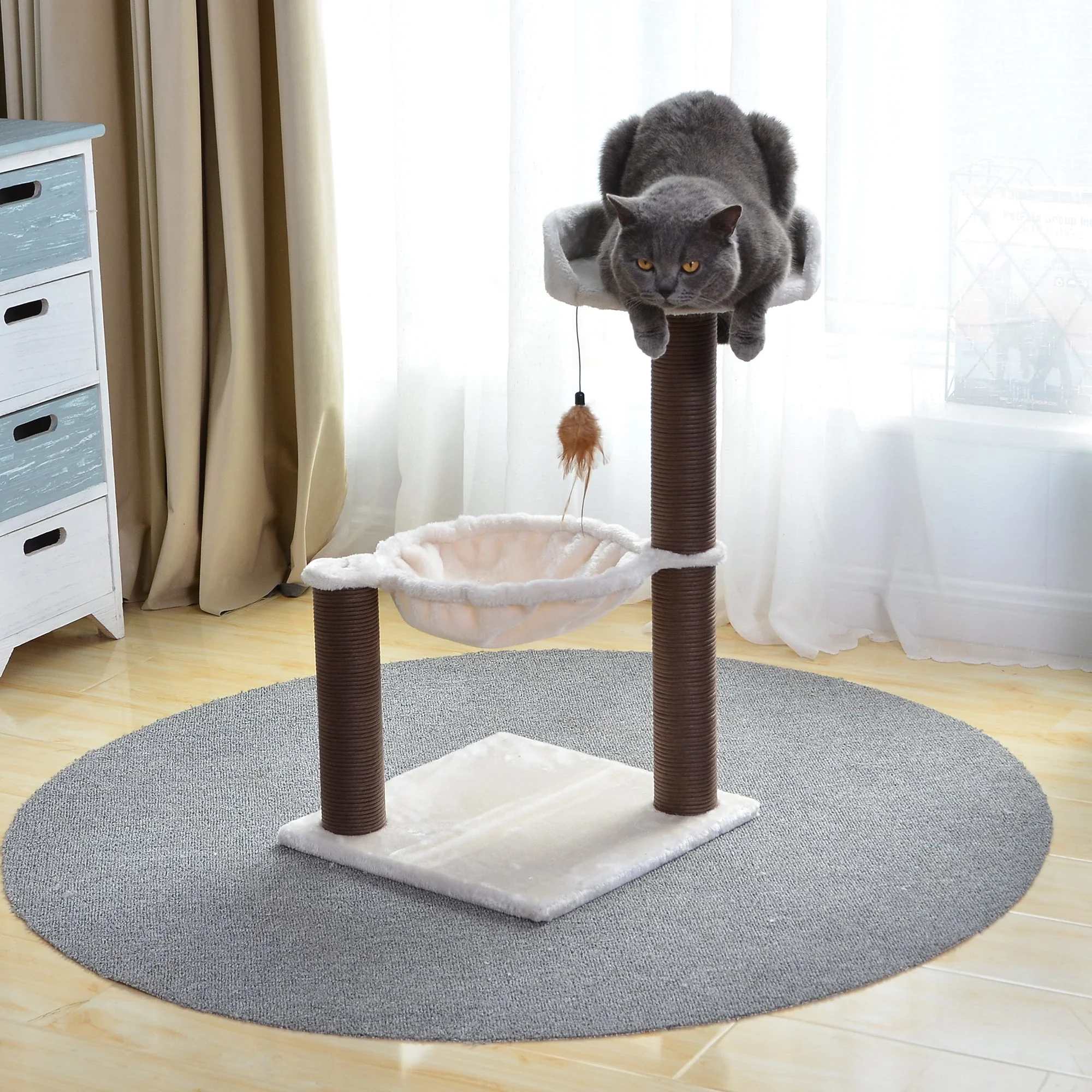 Catry Nirvana Cat Tree with Cat Hammock and Feather Toy - Image 7