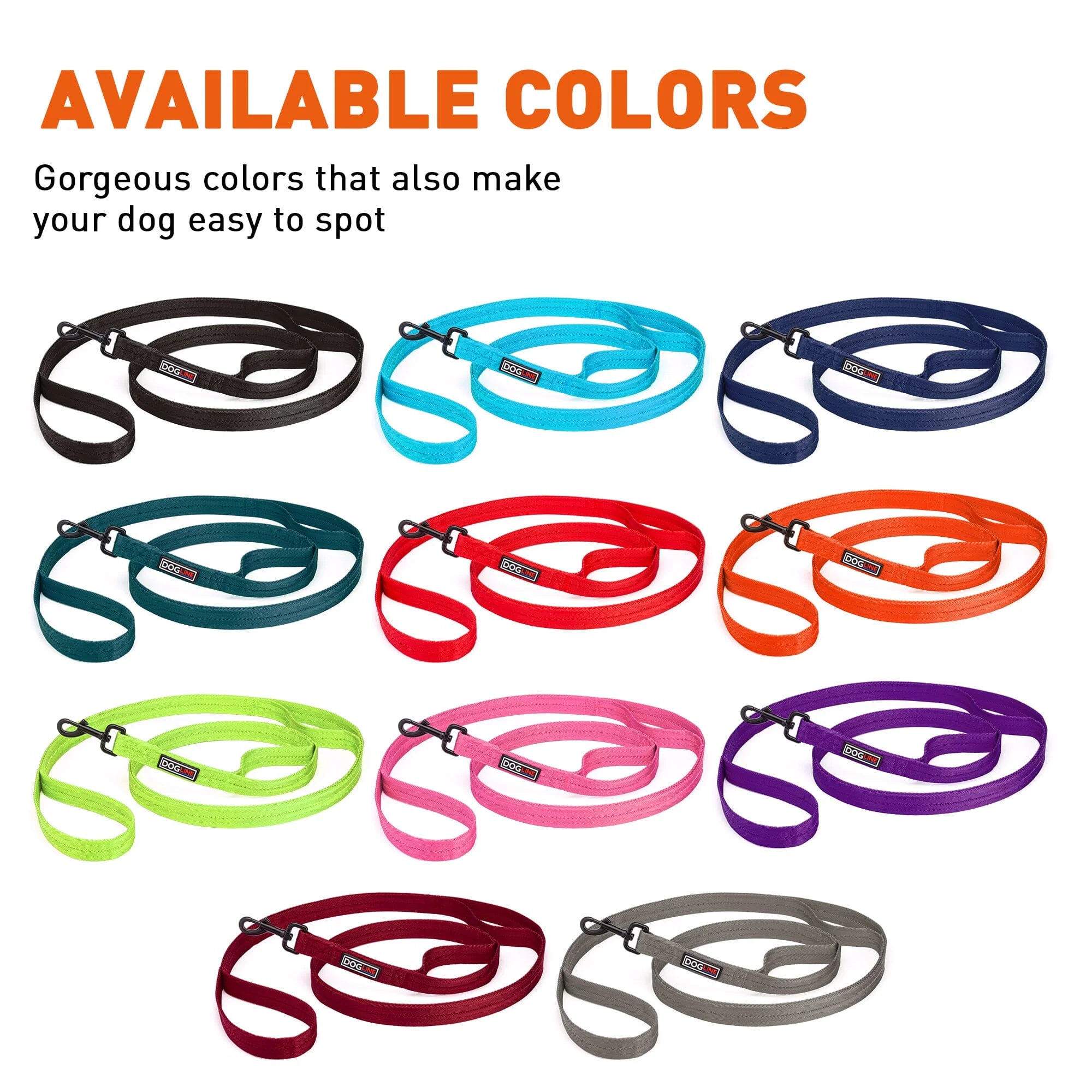 Nylon Multi-Handle Flat Dog Leash - Image 2