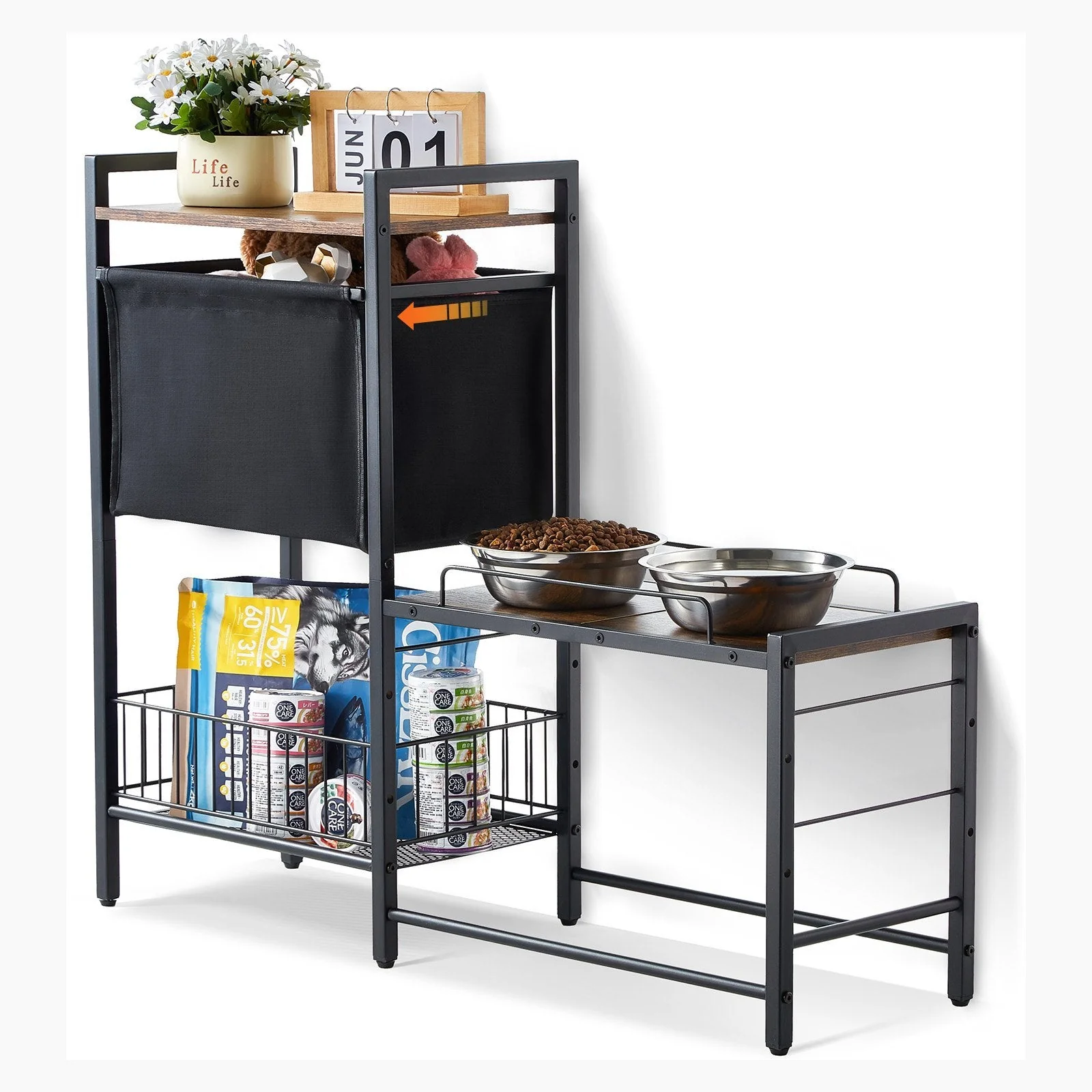 Pet Feeding Station with Storage for Dog Food and Toy Organizer - Raised Dog Bowls - Image 4