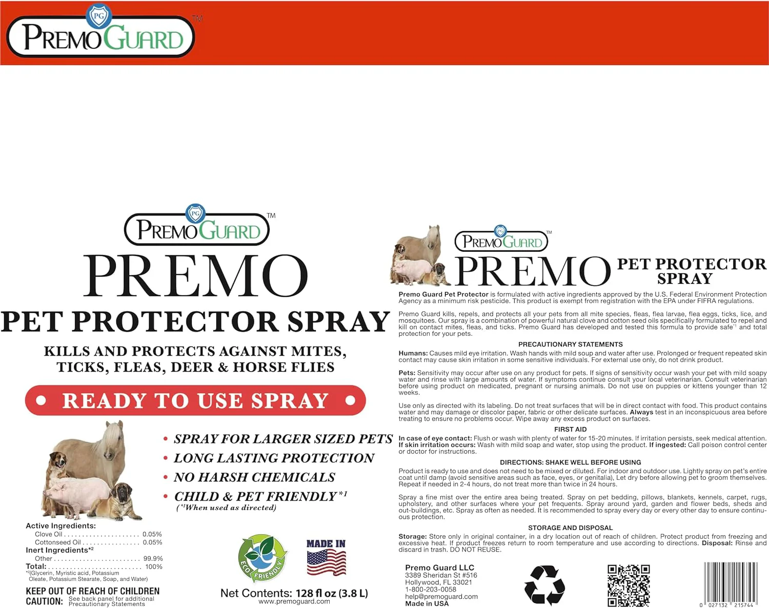 Pet Protector Fleas, Ticks and Mites 128 oz - Plant Based All Natural Non-Toxic - By Premo Guard - Image 8