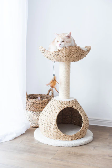 Petpals Walk Up Natural Aesthetic, Handwoven Cat Tree - Image 2