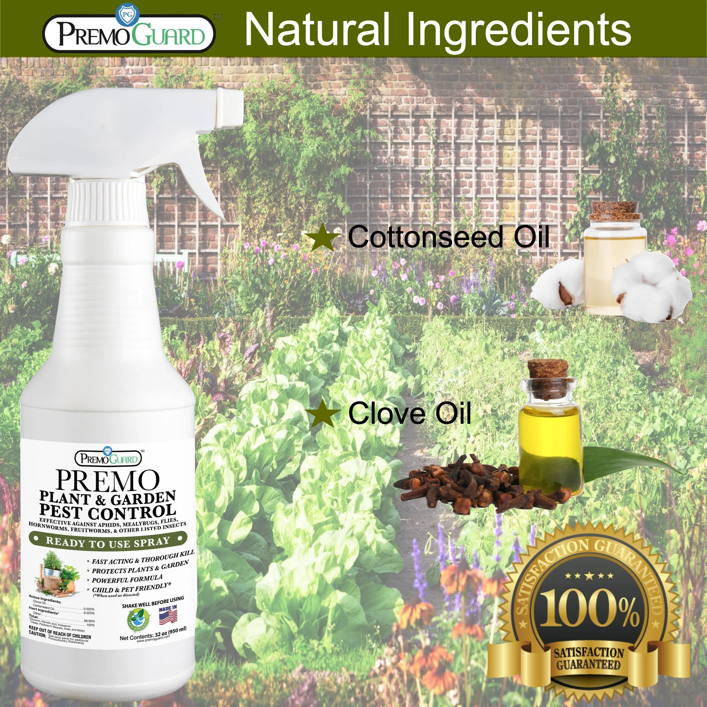 Plant and Garden Pest Control Spray - 32 oz - Plant Based All All Natural Non-Toxic - By Premo Guard - Image 3