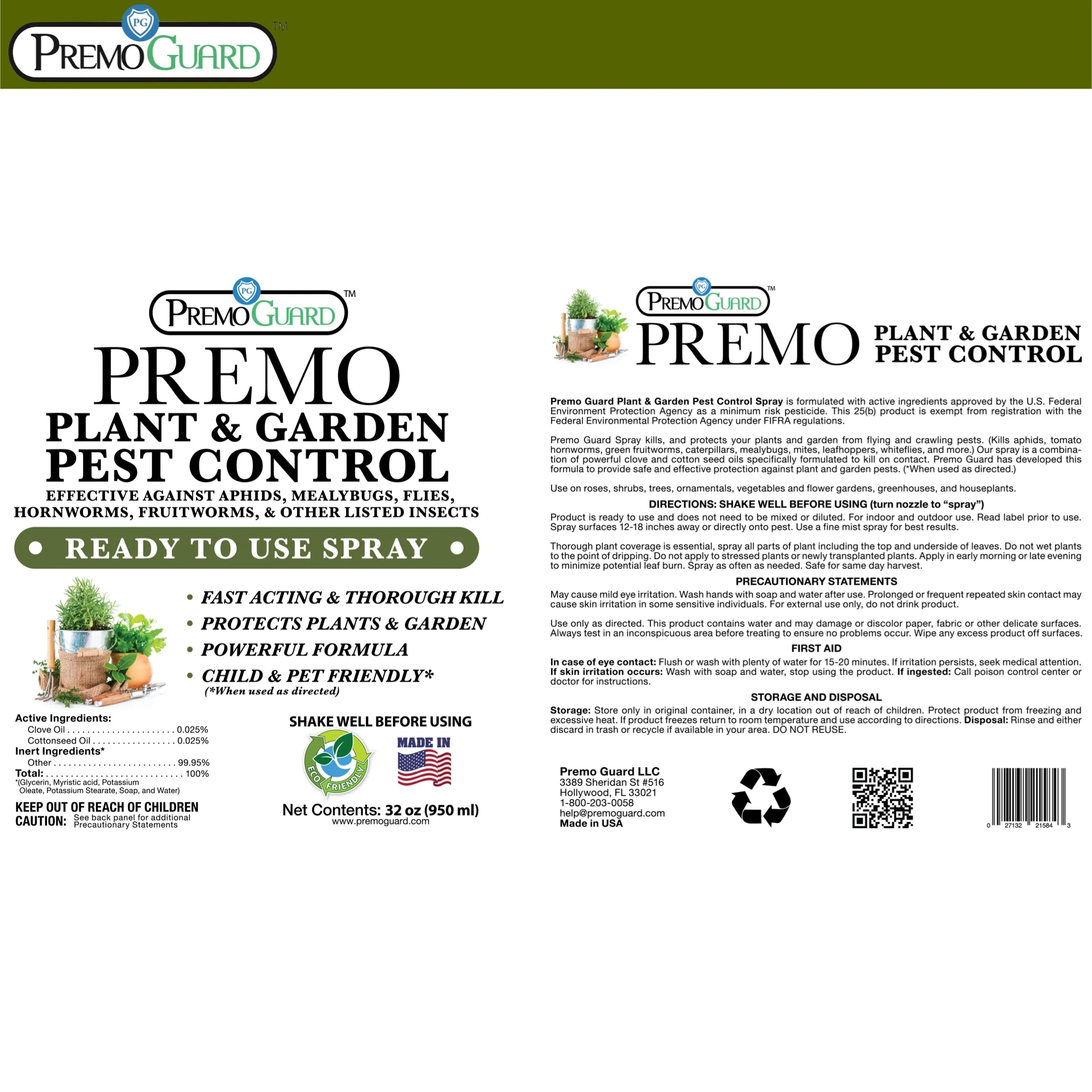 Plant and Garden Pest Control Spray - 32 oz - Plant Based All All Natural Non-Toxic - By Premo Guard - Image 9