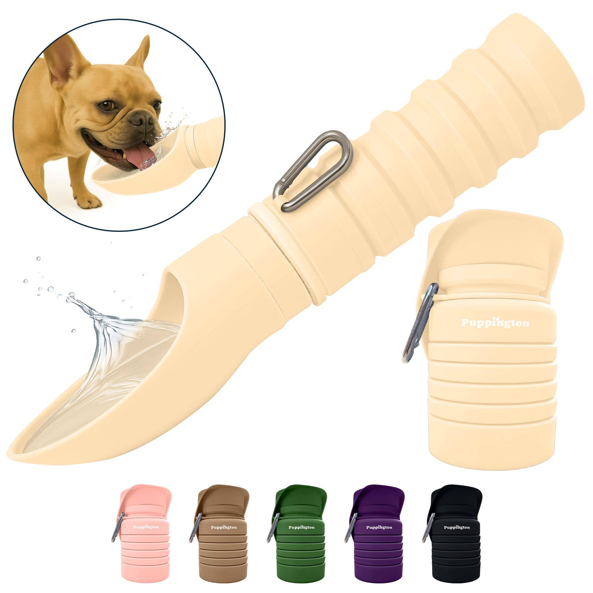 Puppington Collapsible Water Bottles for Dogs - Leakproof, Compact, BPA free - Image 3