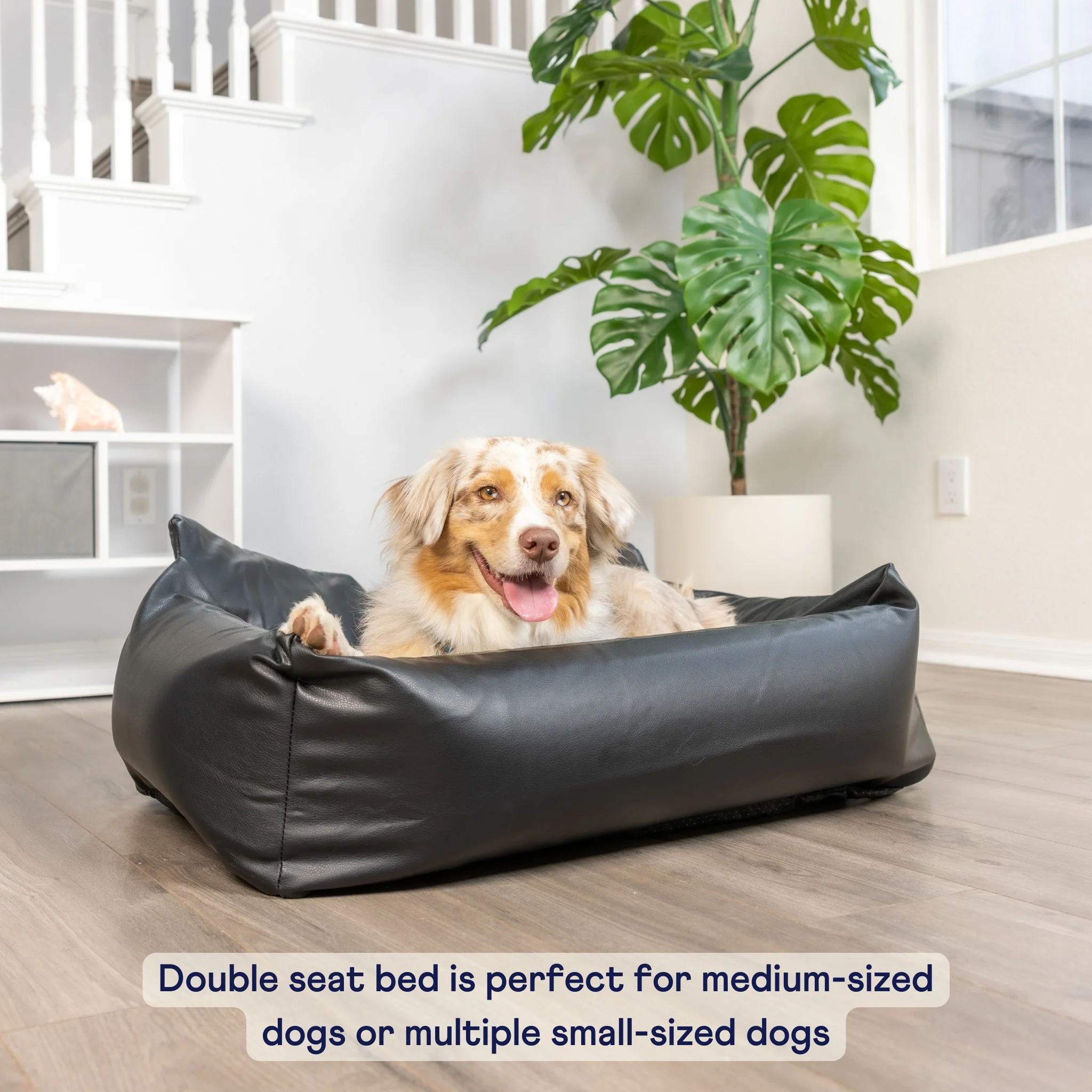 PupProtector™ Faux Leather Memory Foam Dog Car Bed - Black - Image 11