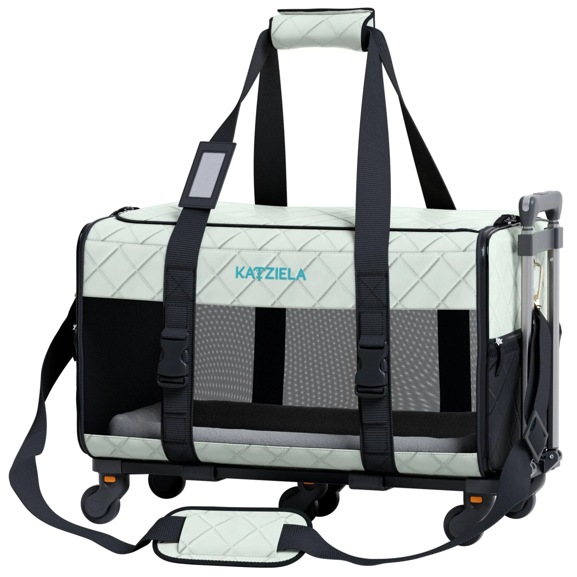 Quilted Chariot Pet Carrier With Removable Wheels and Telescopic Handle - Image 12