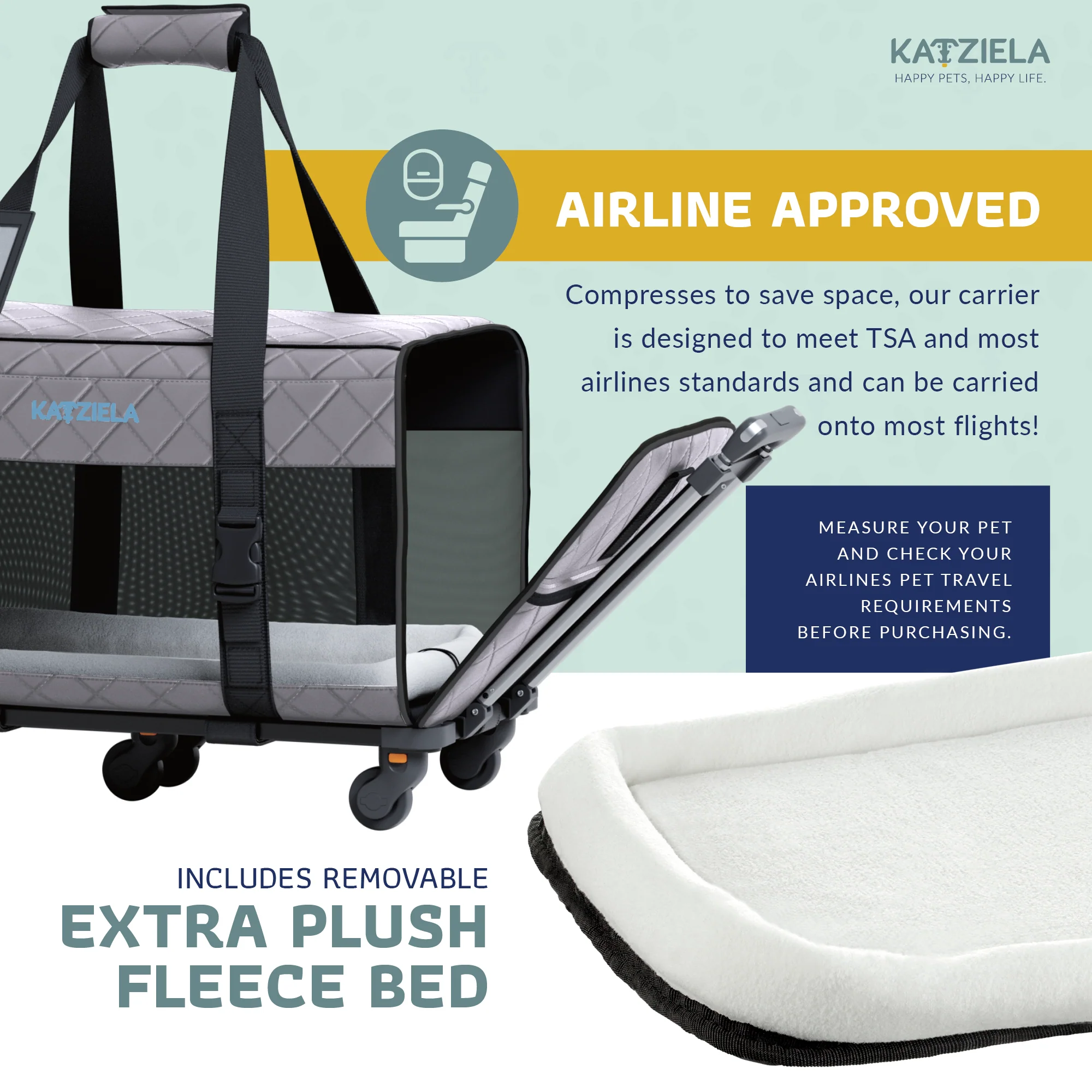 Quilted Chariot Pet Carrier With Removable Wheels and Telescopic Handle - Image 25