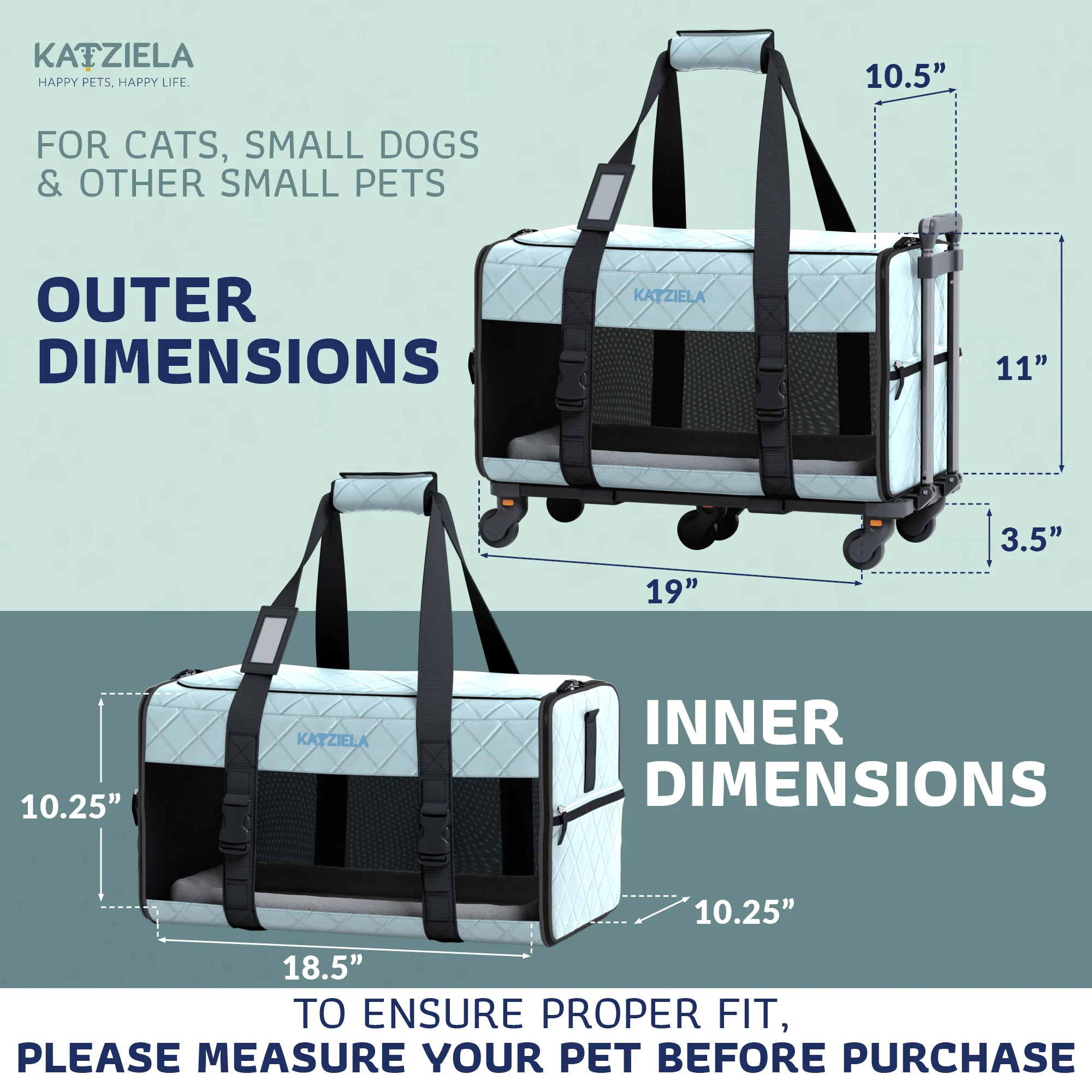Quilted Chariot Pet Carrier With Removable Wheels and Telescopic Handle - Image 28