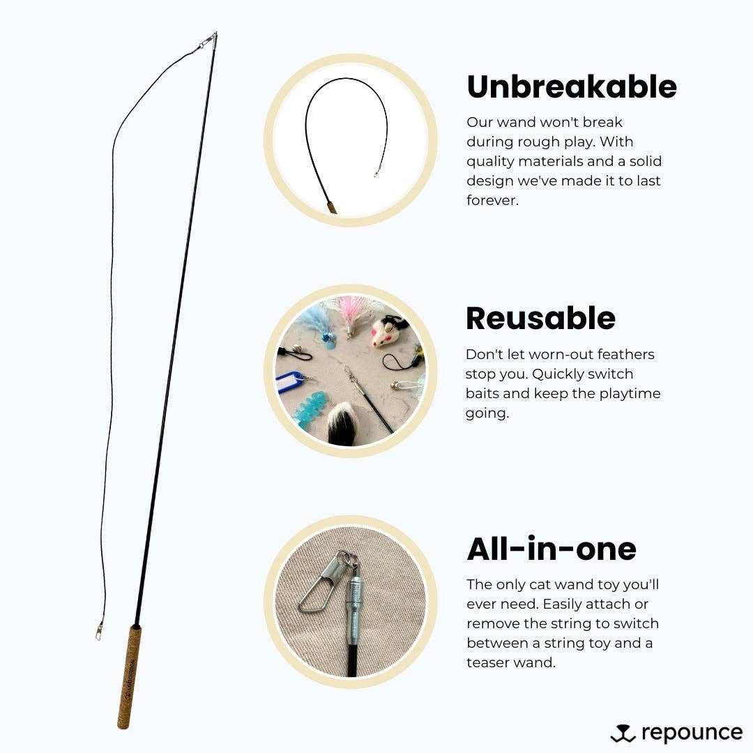 Repounce Forever Stick — Unbreakable 36″ Cat Wand with Cork Handle - Image 4