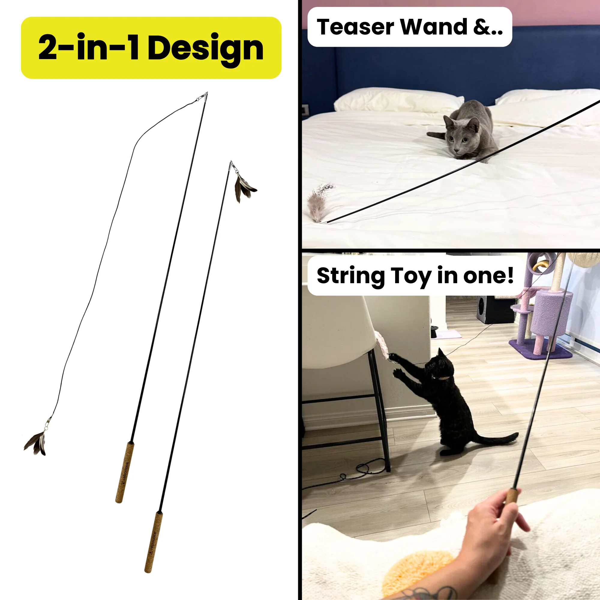 Repounce Forever Stick — Unbreakable 36″ Cat Wand with Cork Handle - Image 6
