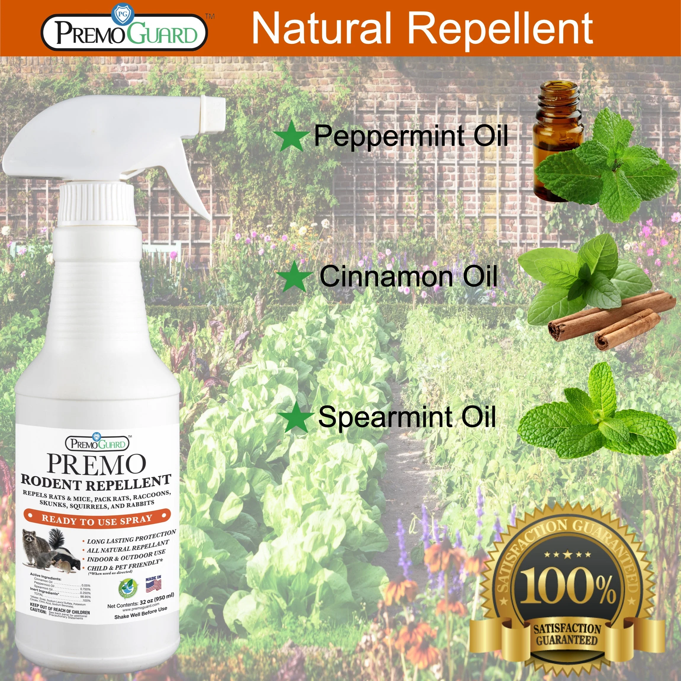 Rodent Repellent Spray - 32 oz - Plant Based All Natural Non-Toxic - By Premo Guard - Image 3