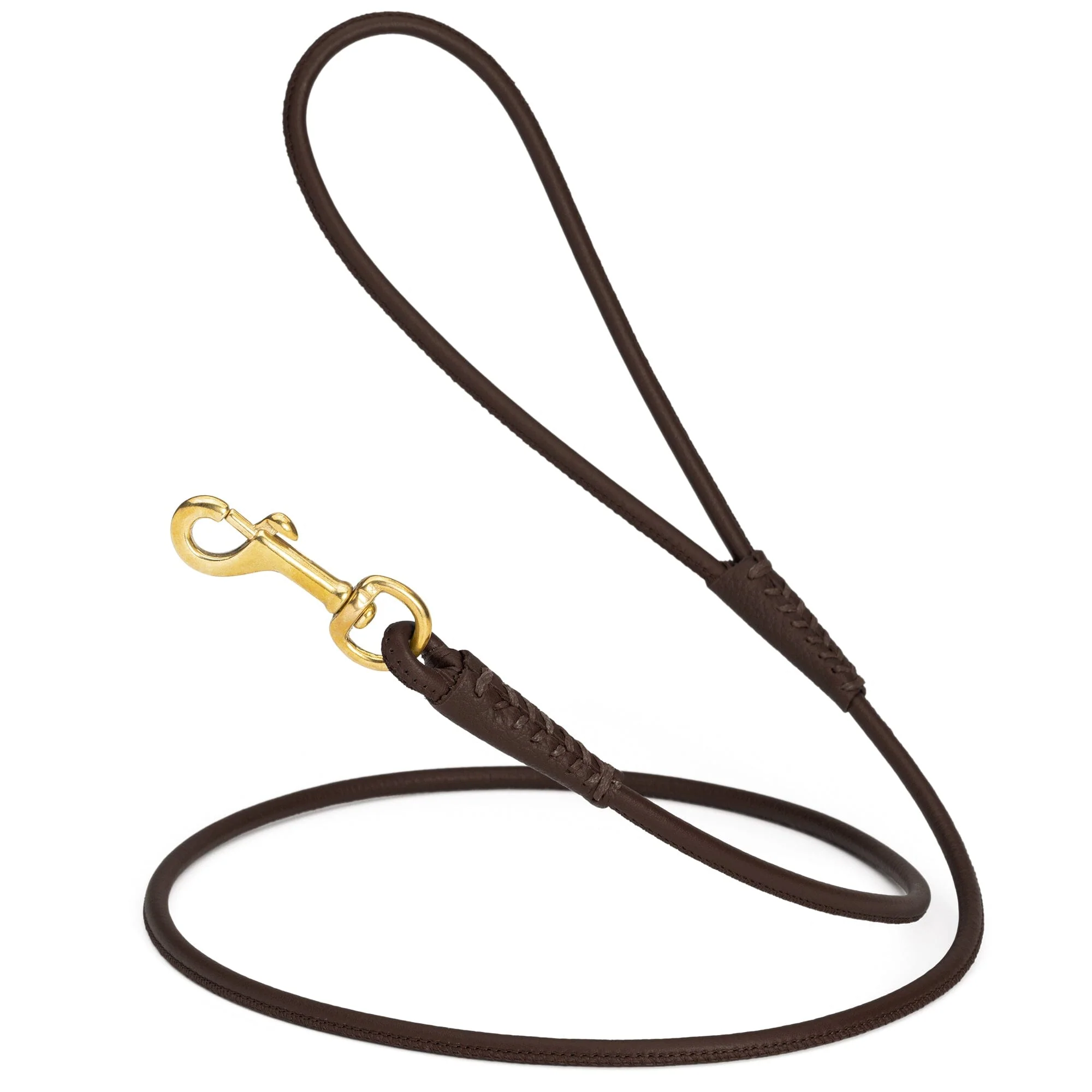 Rolled Leather Dog Leash with Brass Snap Hook - Image 16