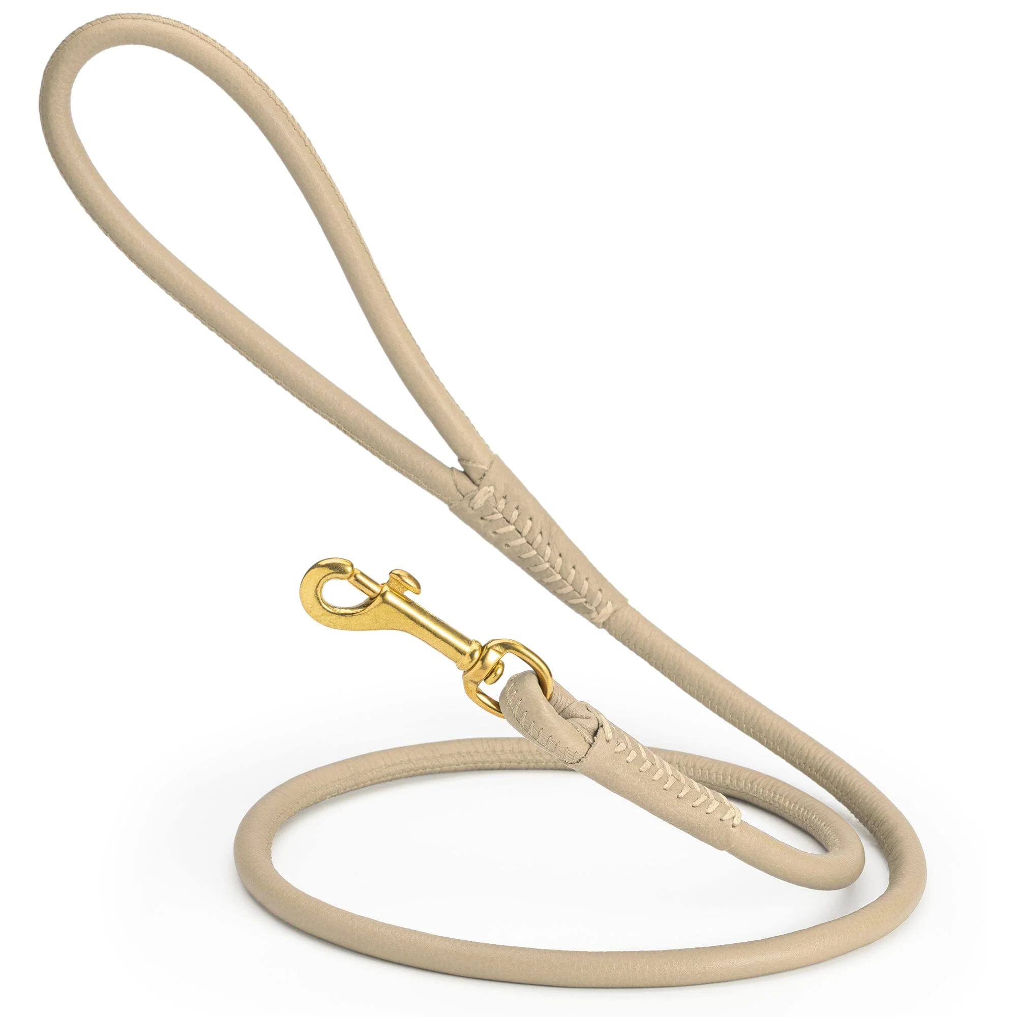 Rolled Leather Dog Leash with Brass Snap Hook - Image 19