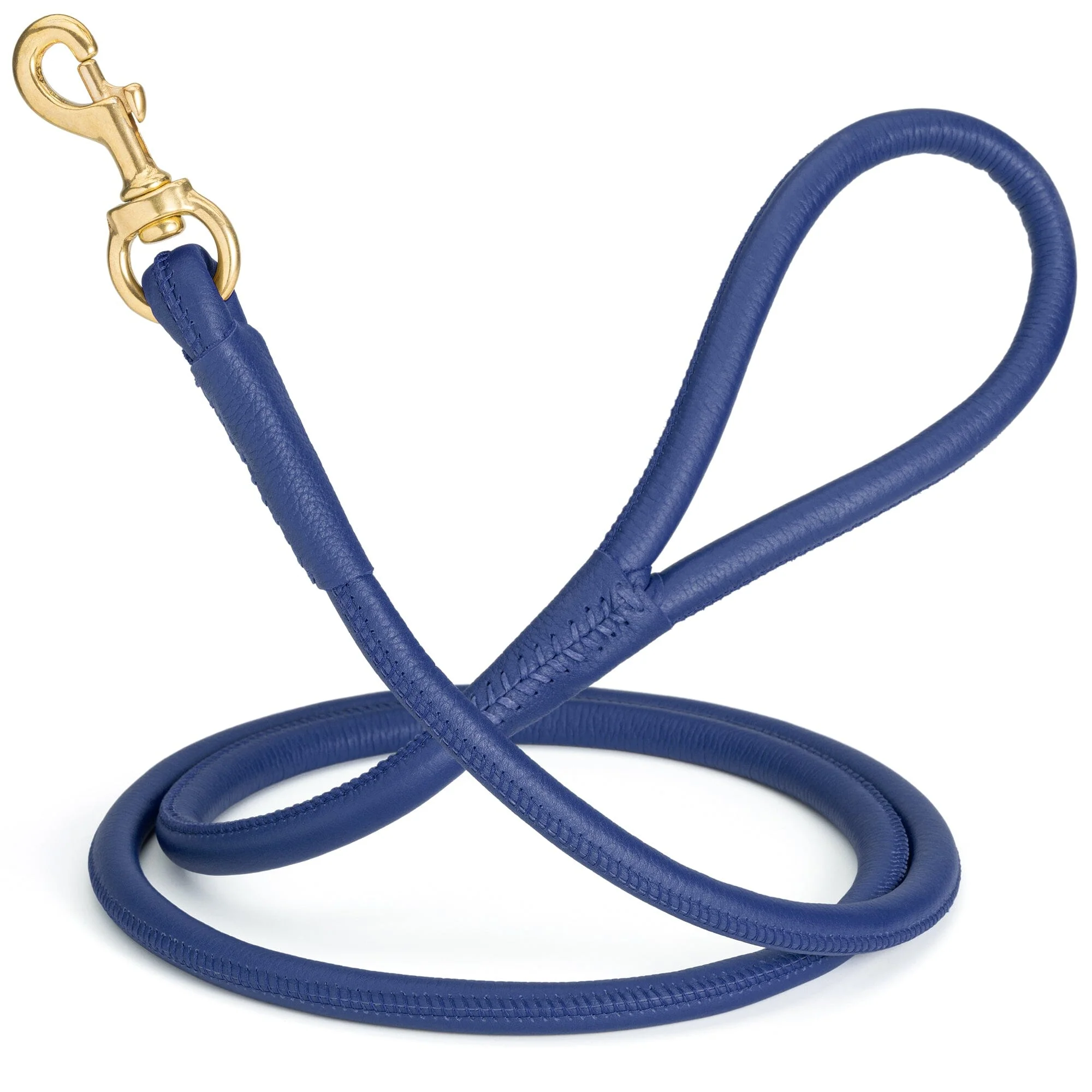 Rolled Leather Dog Leash with Brass Snap Hook - Image 32