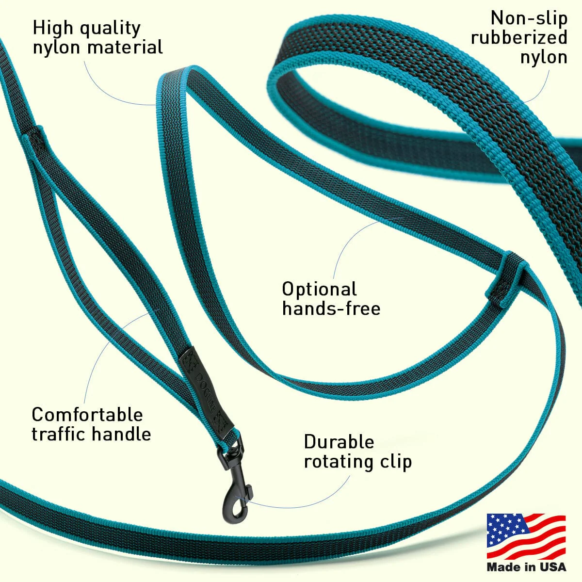 Rubber Infused Nylon Multifunctional Dog Leash for Walking and Running Hands Free - Image 4