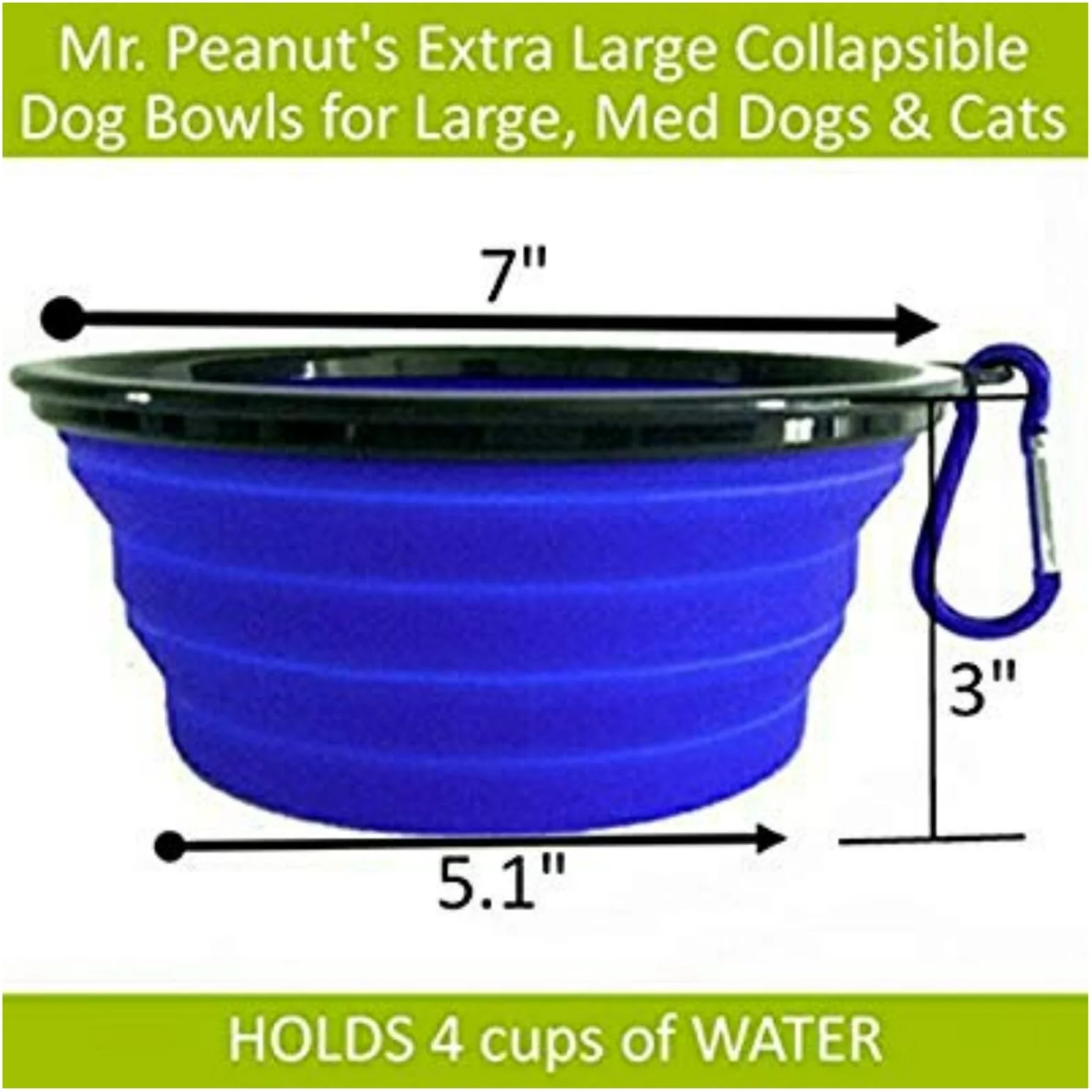Single Blue Silicone Collapsible Travel Bowl - 12oz - Image 13
