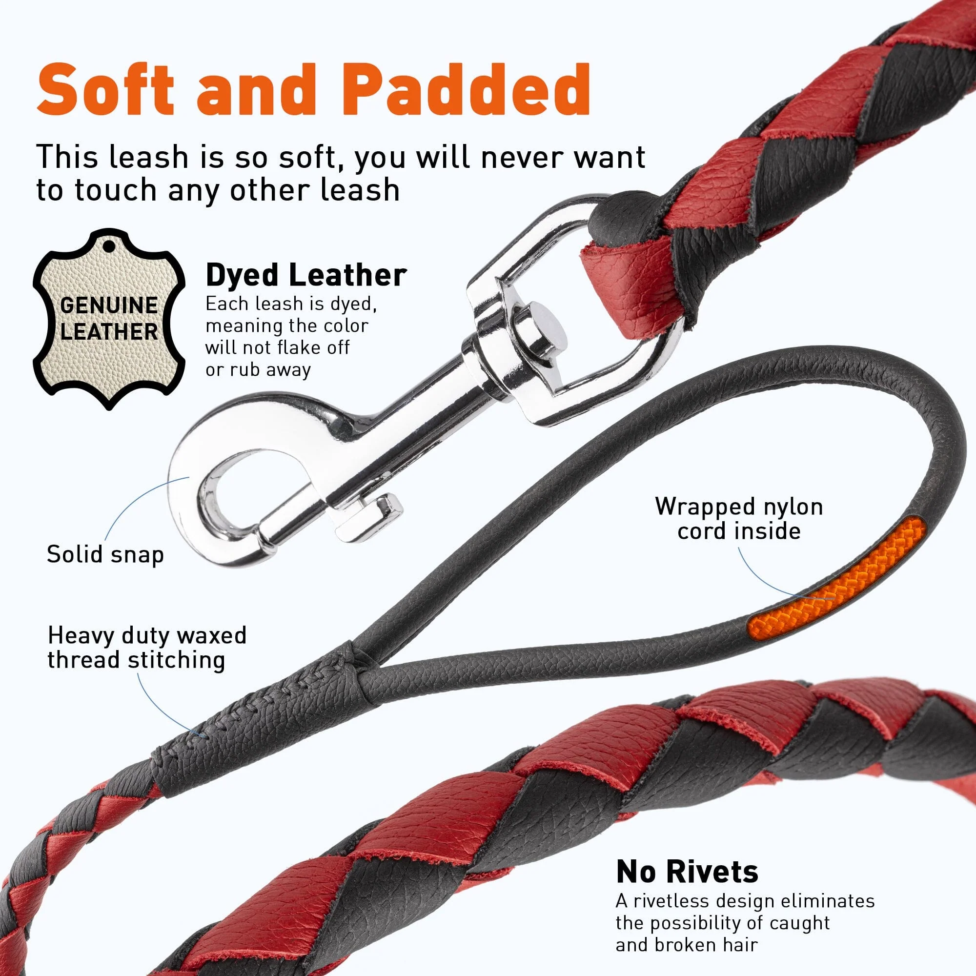 Soft Leather Dual-Color Braided Round Lead - Image 5