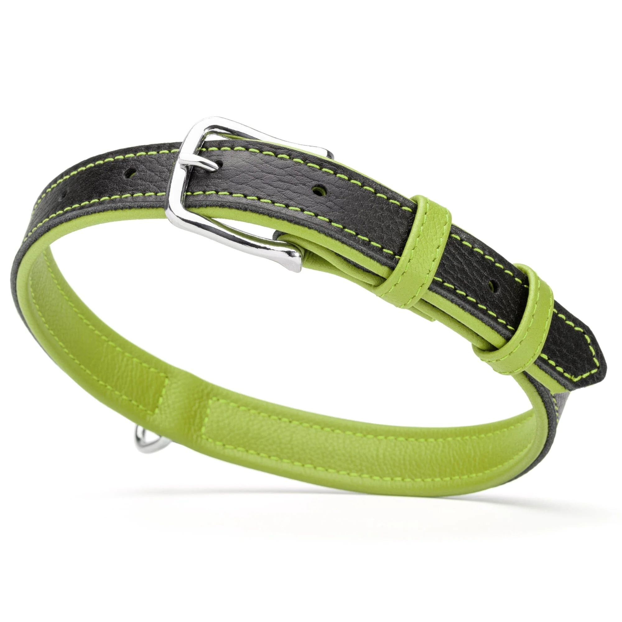Soft Leather Dual-Color Flat Dog Collar - Image 27