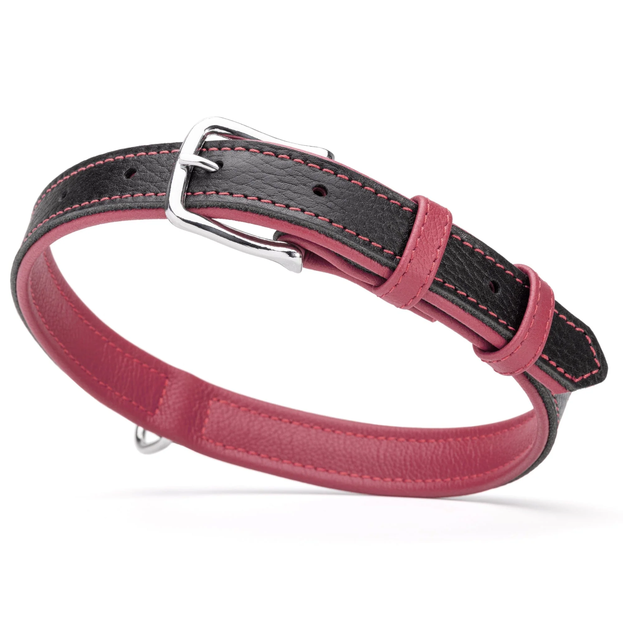 Soft Leather Dual-Color Flat Dog Collar - Image 29