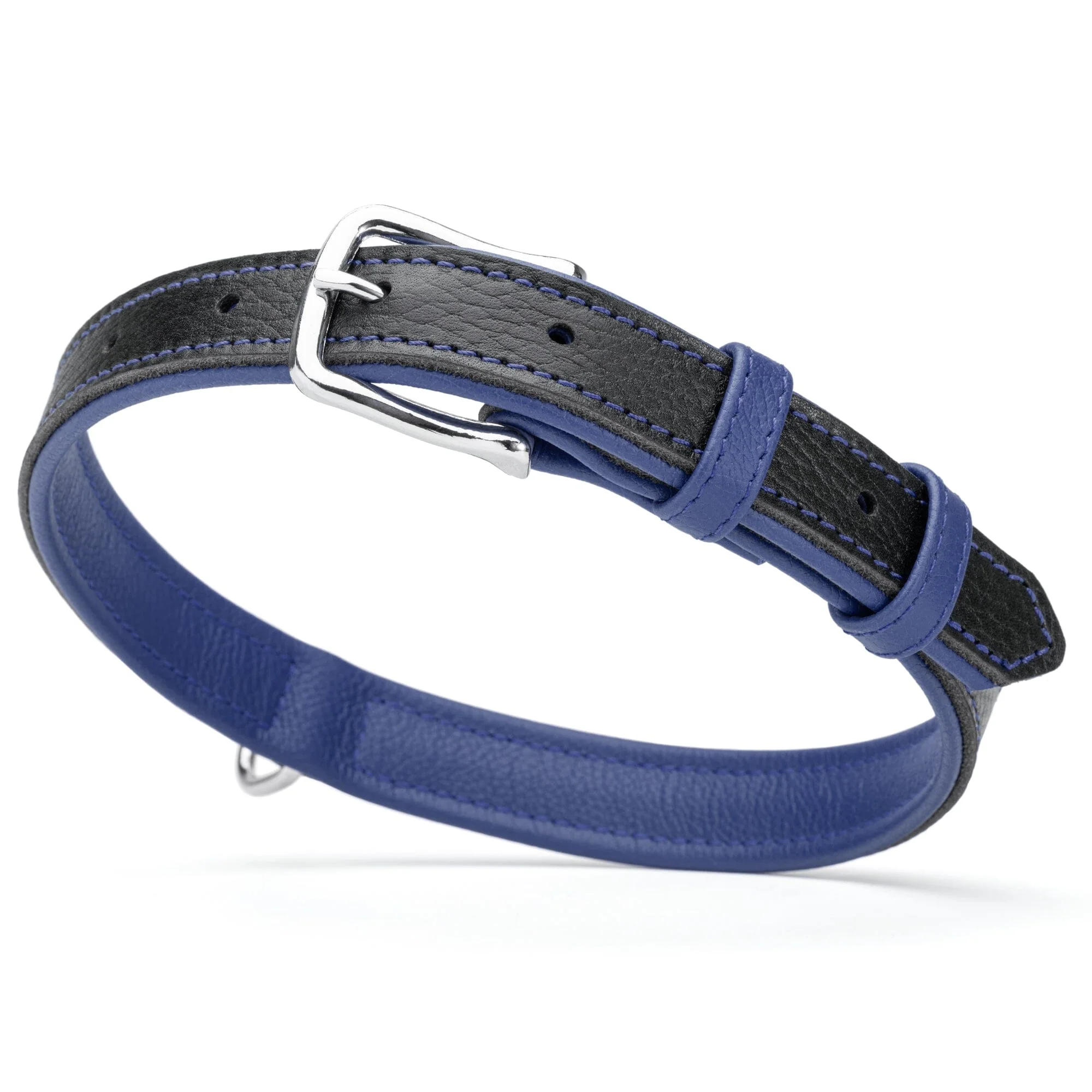 Soft Leather Dual-Color Flat Dog Collar - Image 31