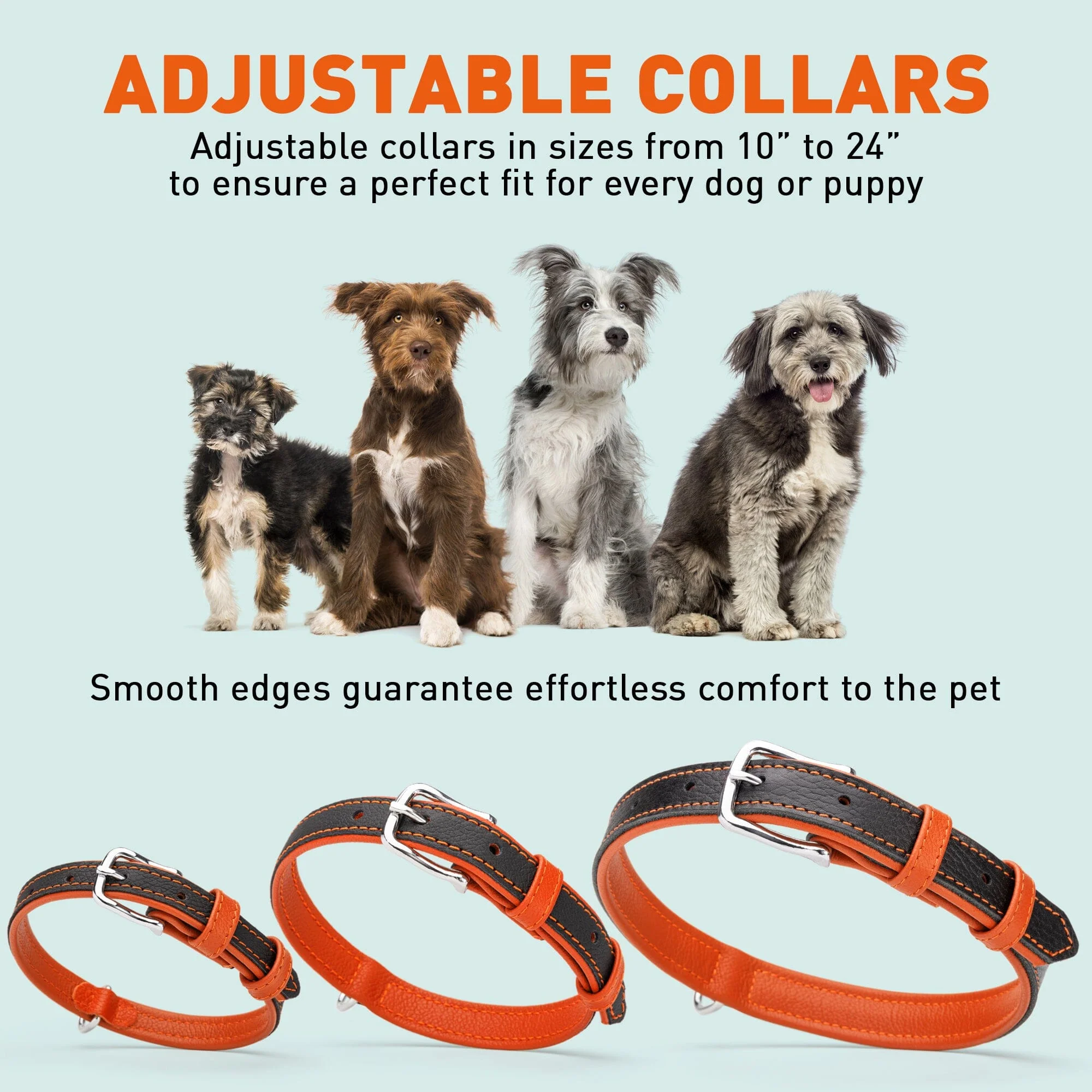 Soft Leather Dual-Color Flat Dog Collar - Image 5