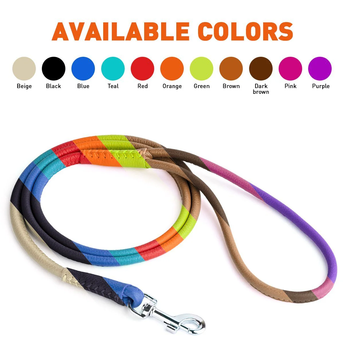 Soft Leather Round Dog Lead - Image 7
