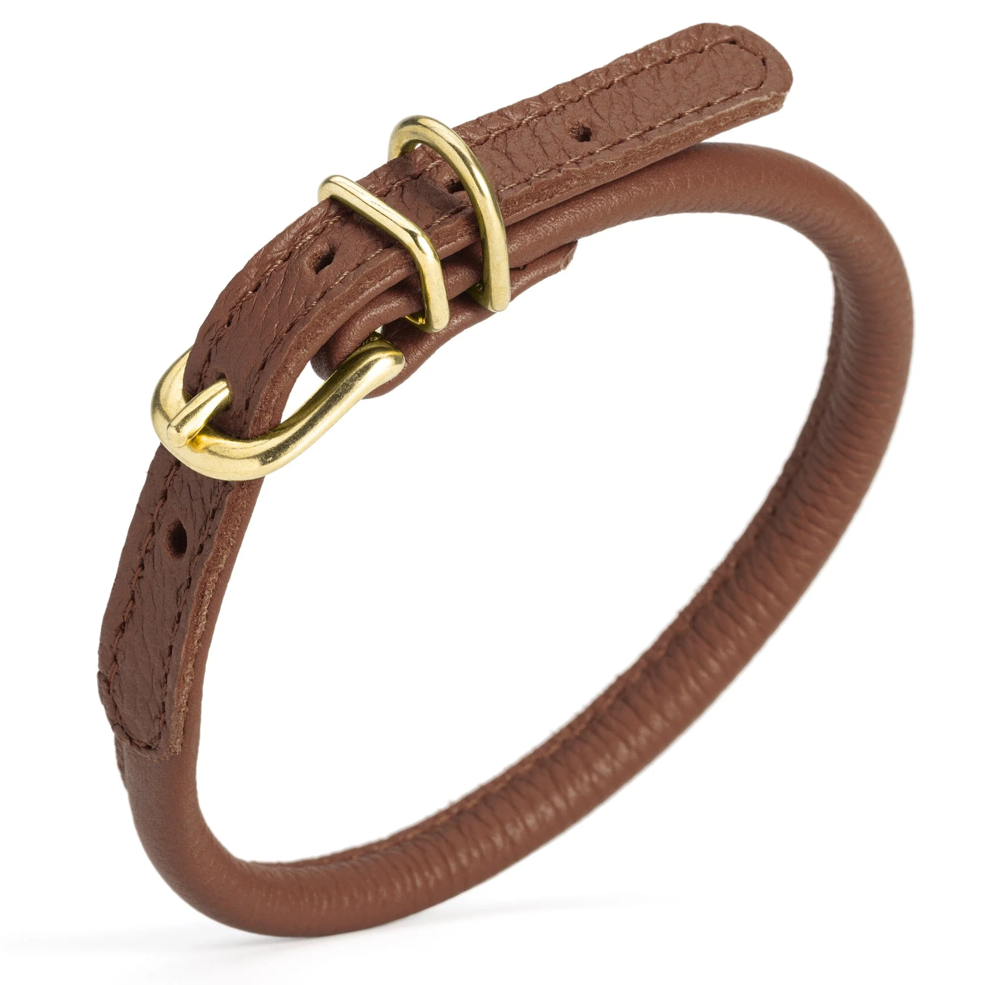Soft Rolled Leather Dog Collar with Brass Hardware - Image 16