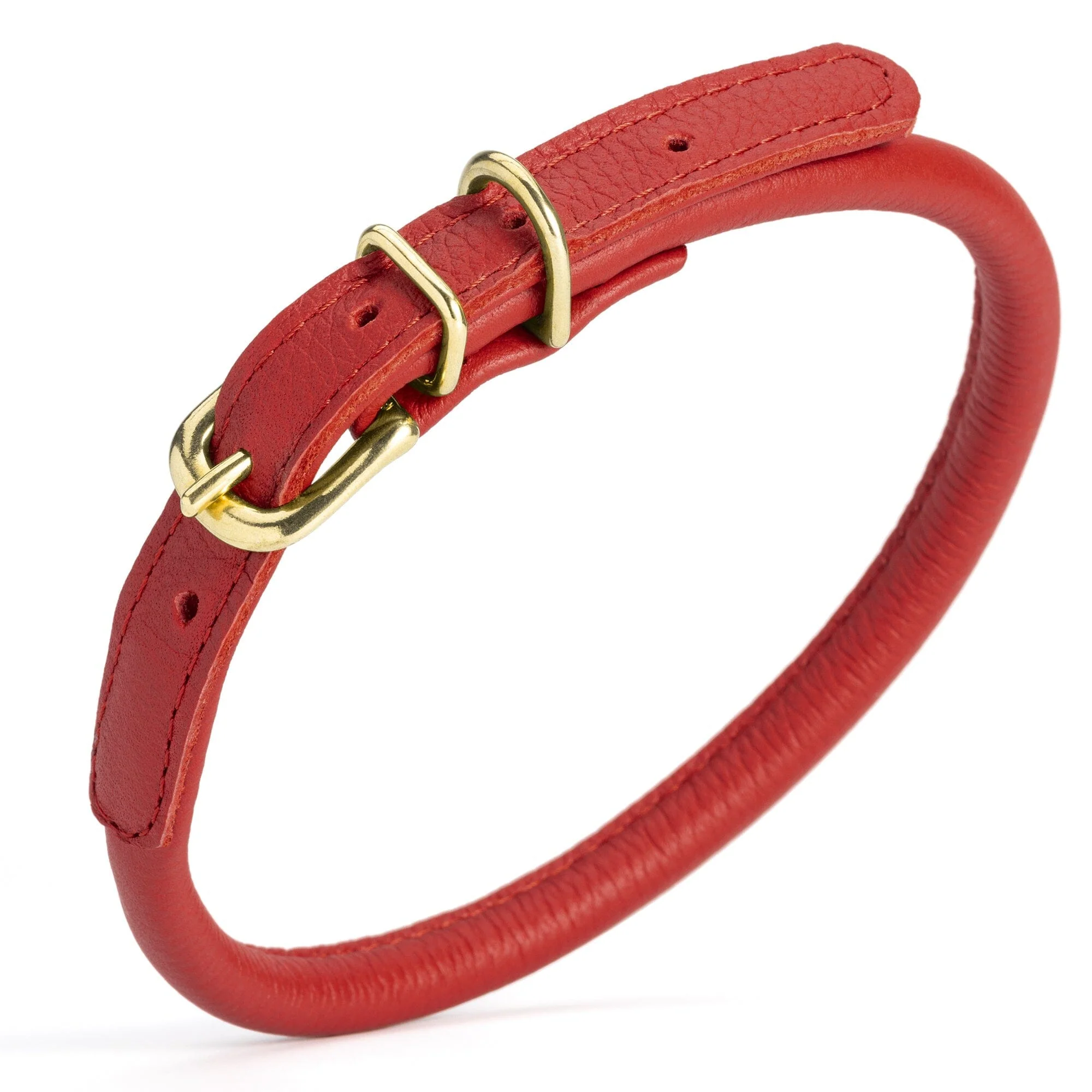 Soft Rolled Leather Dog Collar with Brass Hardware - Image 24